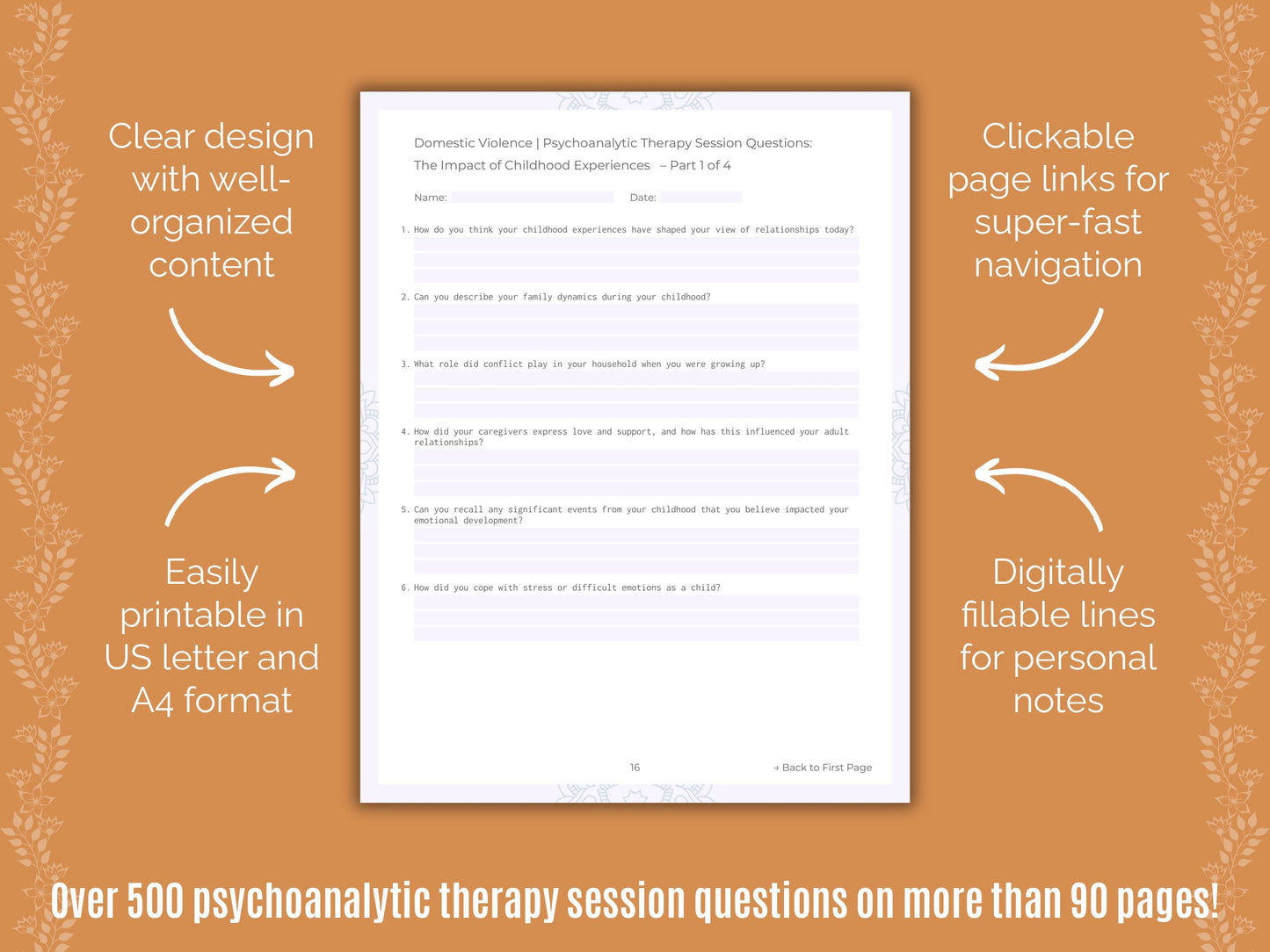 Domestic Violence Psychoanalytic Therapy Counseling Templates