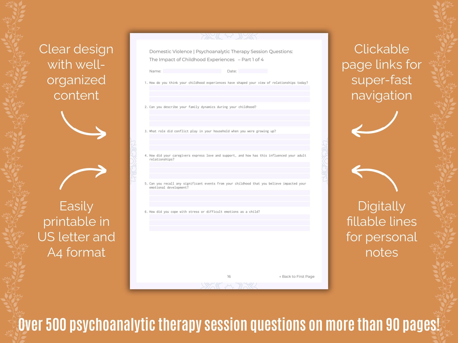 Domestic Violence Psychoanalytic Therapy Counseling Templates