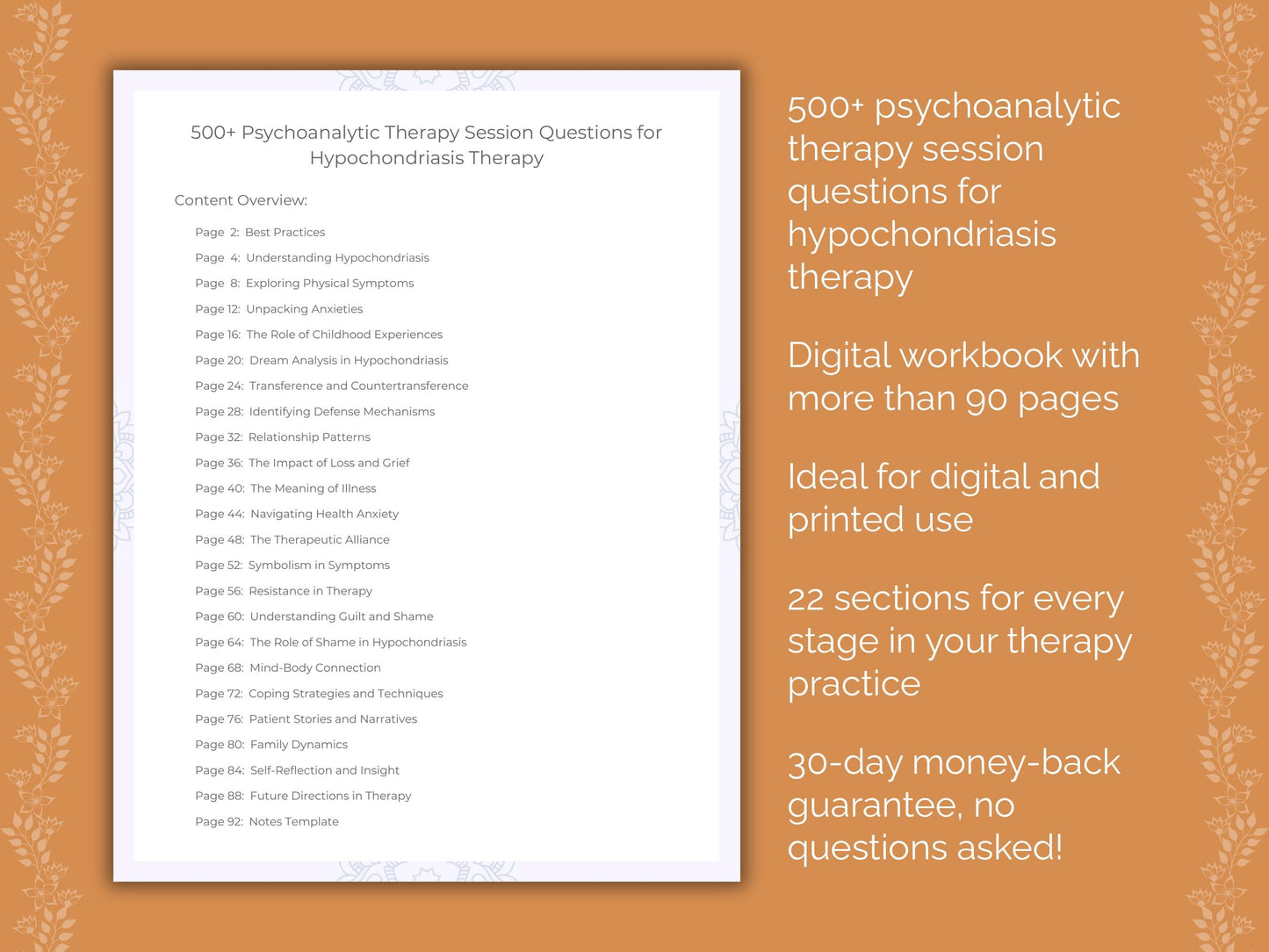 Hypochondriasis Psychoanalytic Therapy Therapist Worksheets