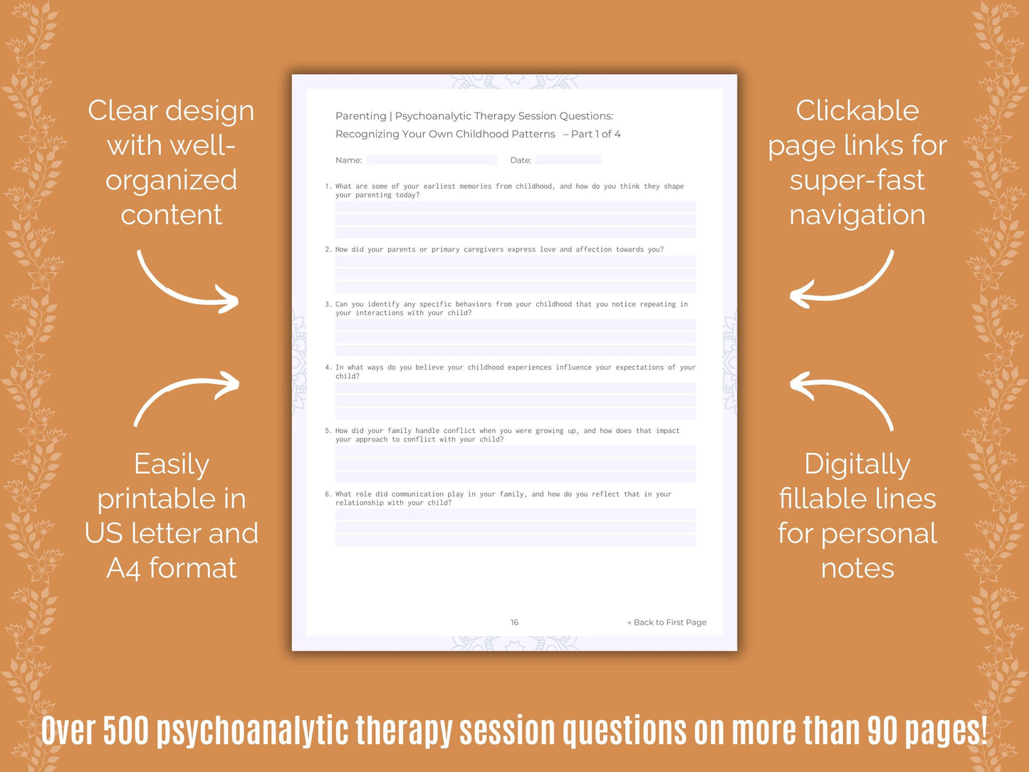 Parenting Psychoanalytic Therapy Counseling Templates