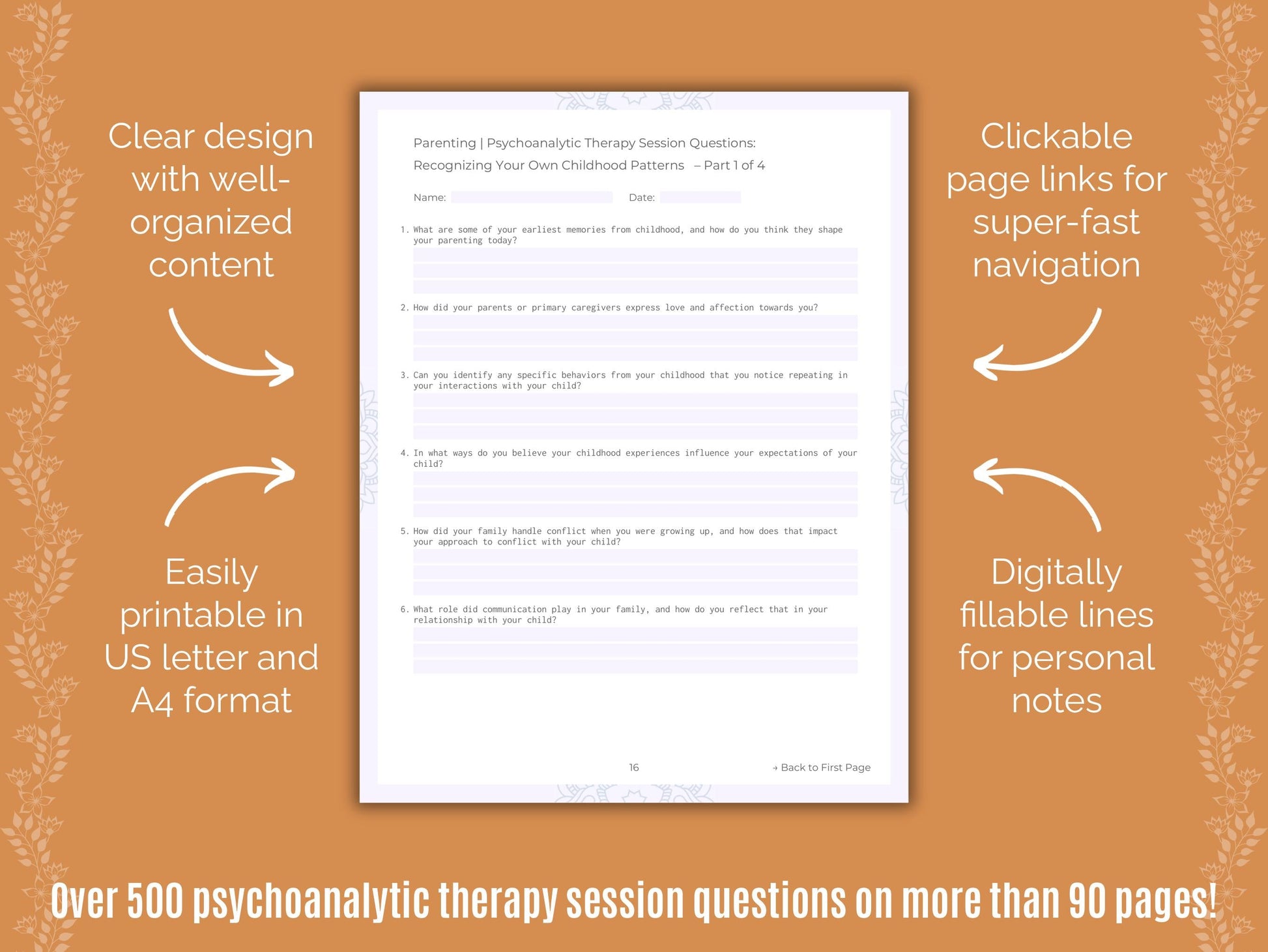 Parenting Psychoanalytic Therapy Counseling Templates