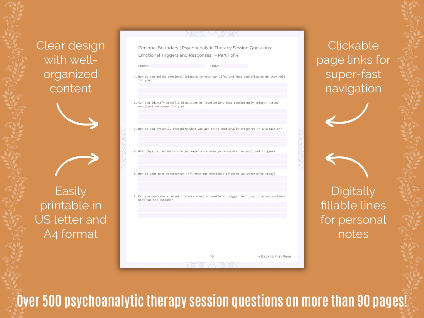 Personal Boundary Psychoanalytic Therapy Counseling Templates