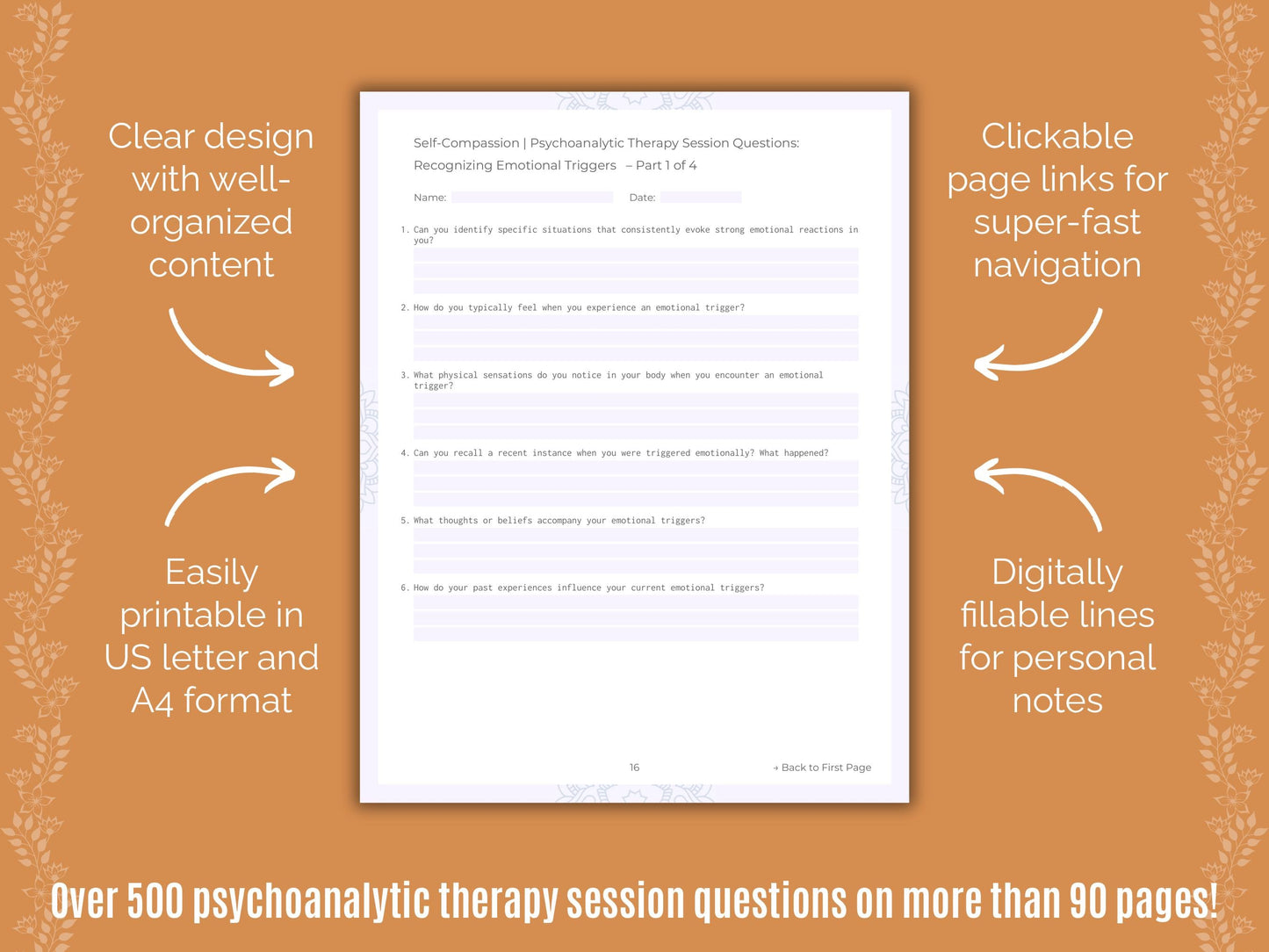 Self-Compassion Psychoanalytic Therapy Counseling Templates