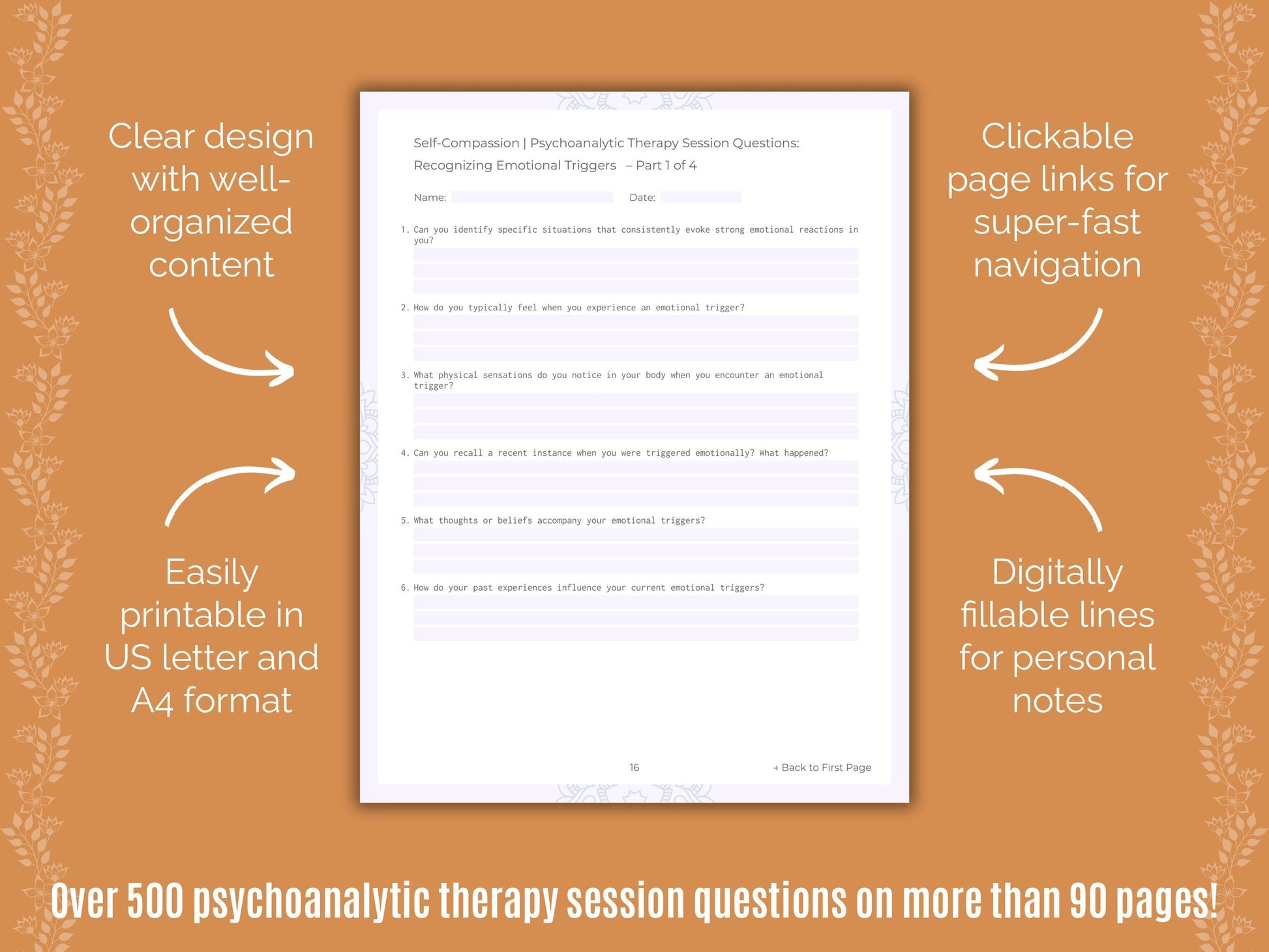 Self-Compassion Psychoanalytic Therapy Counseling Templates