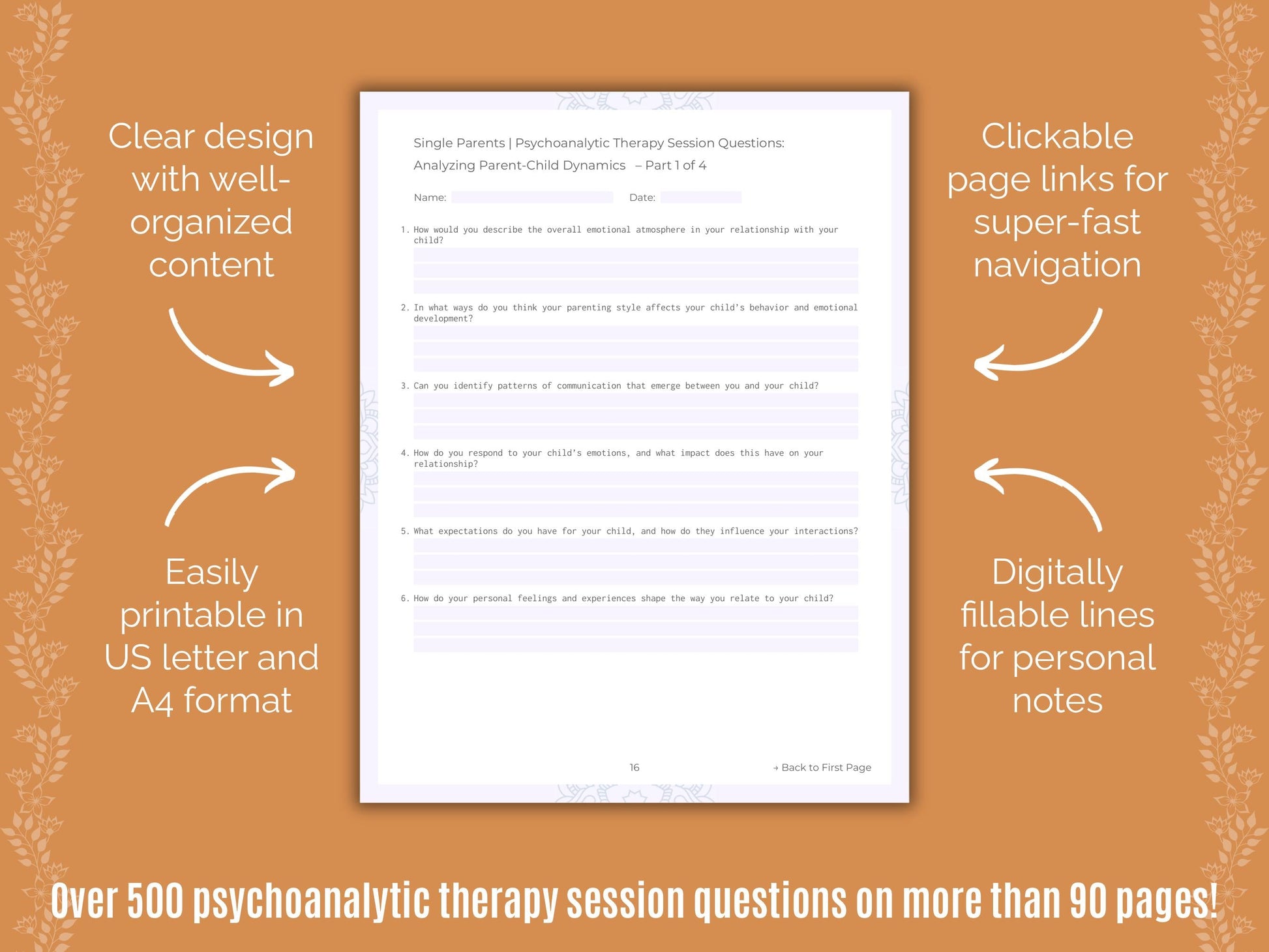 Single Parents Psychoanalytic Therapy Counseling Templates