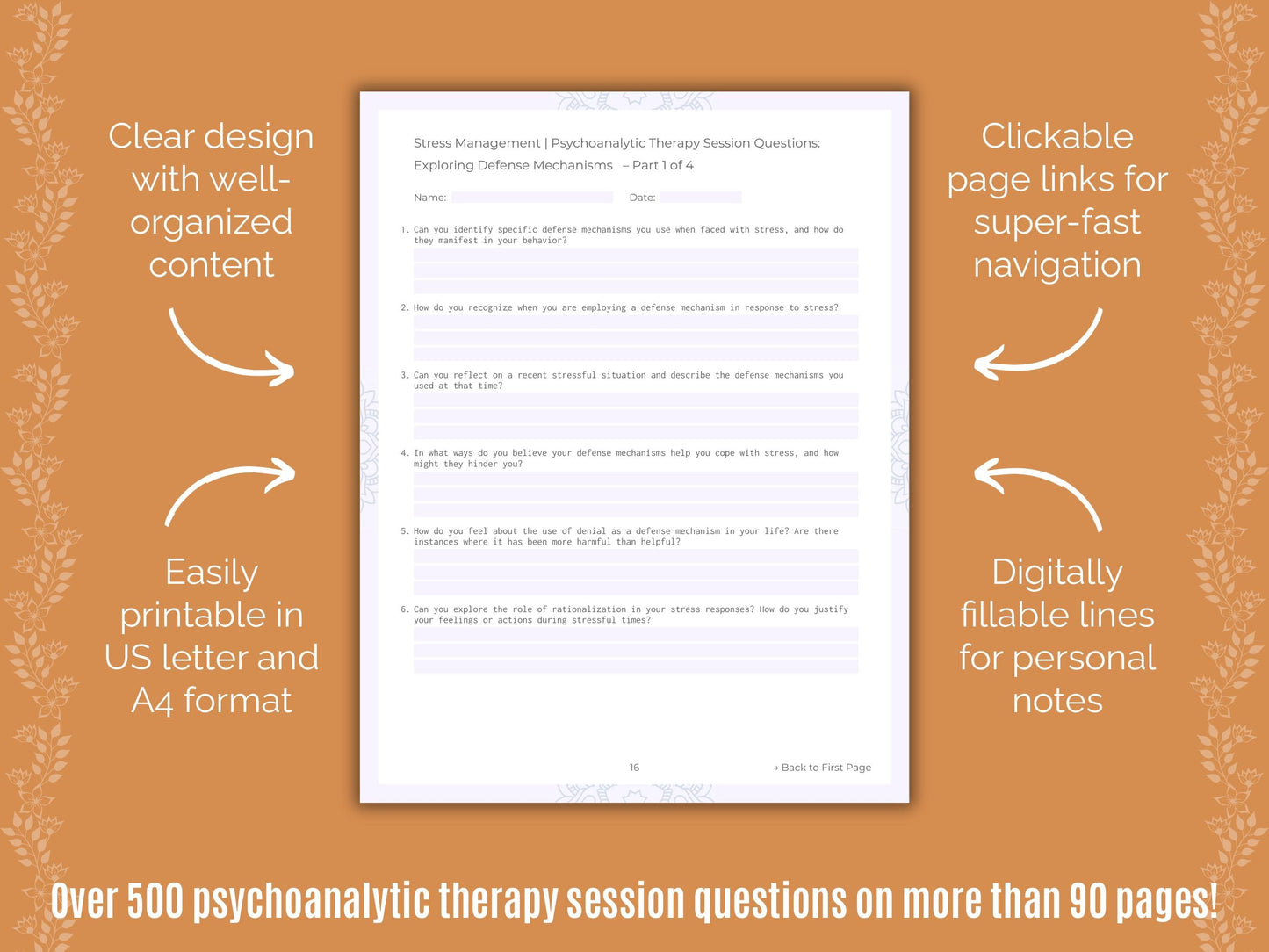 Stress Management Psychoanalytic Therapy Counseling Templates