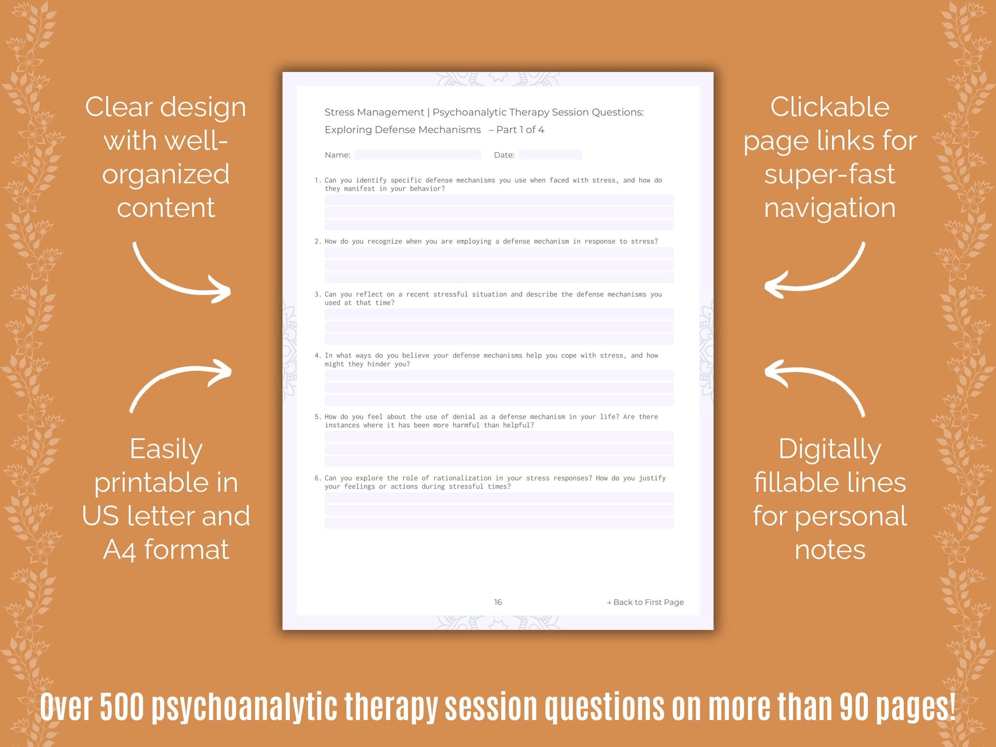 Stress Management Psychoanalytic Therapy Counseling Templates