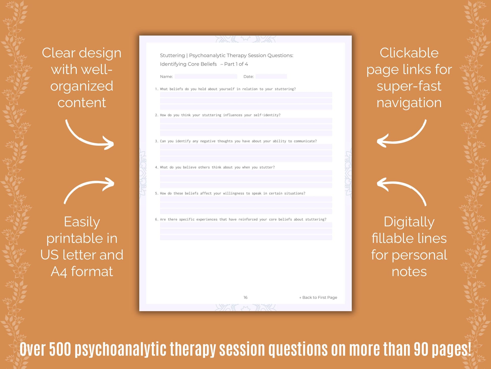 Stuttering Psychoanalytic Therapy Counseling Templates