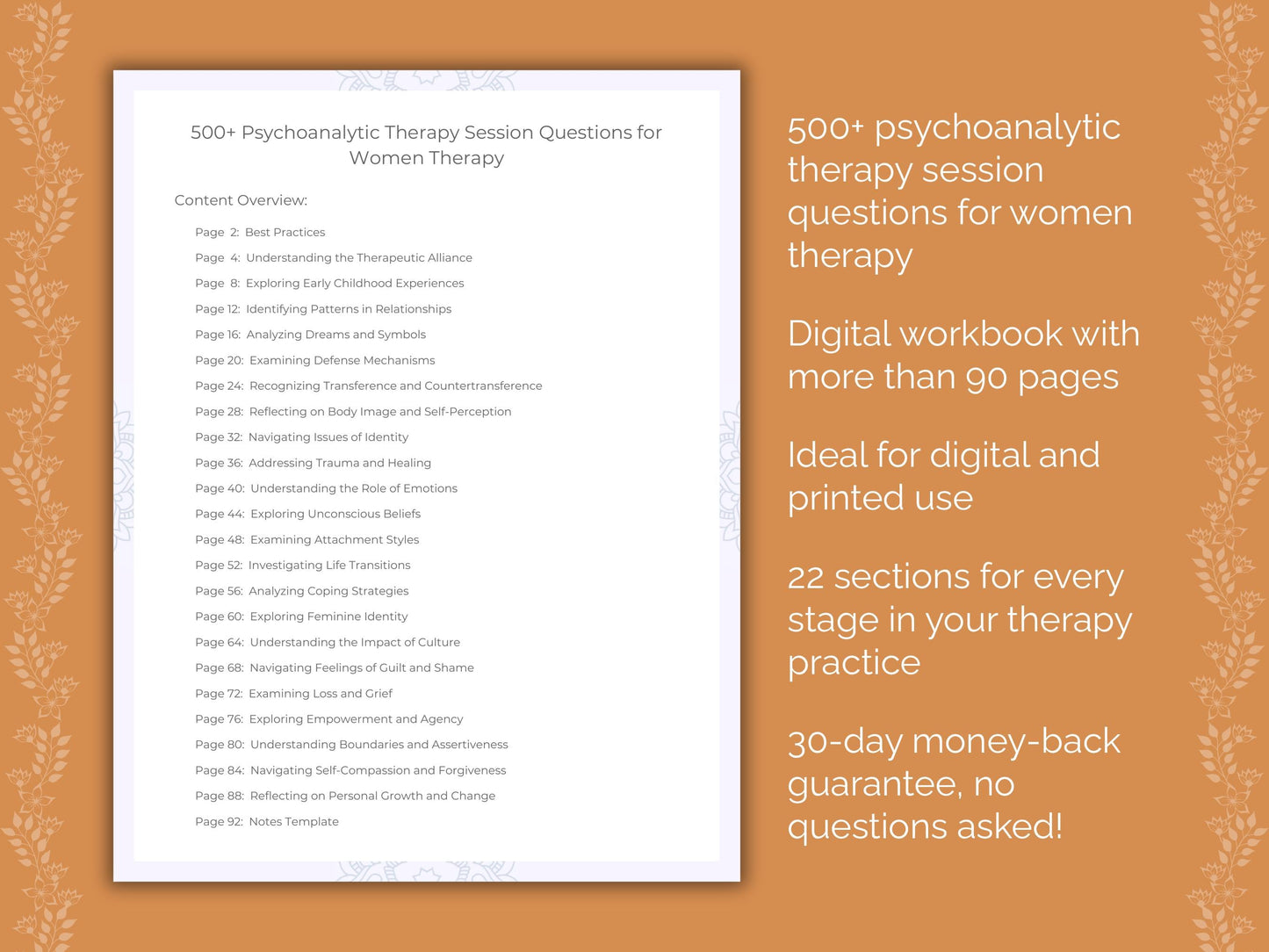 Women Psychoanalytic Therapy Therapist Worksheets