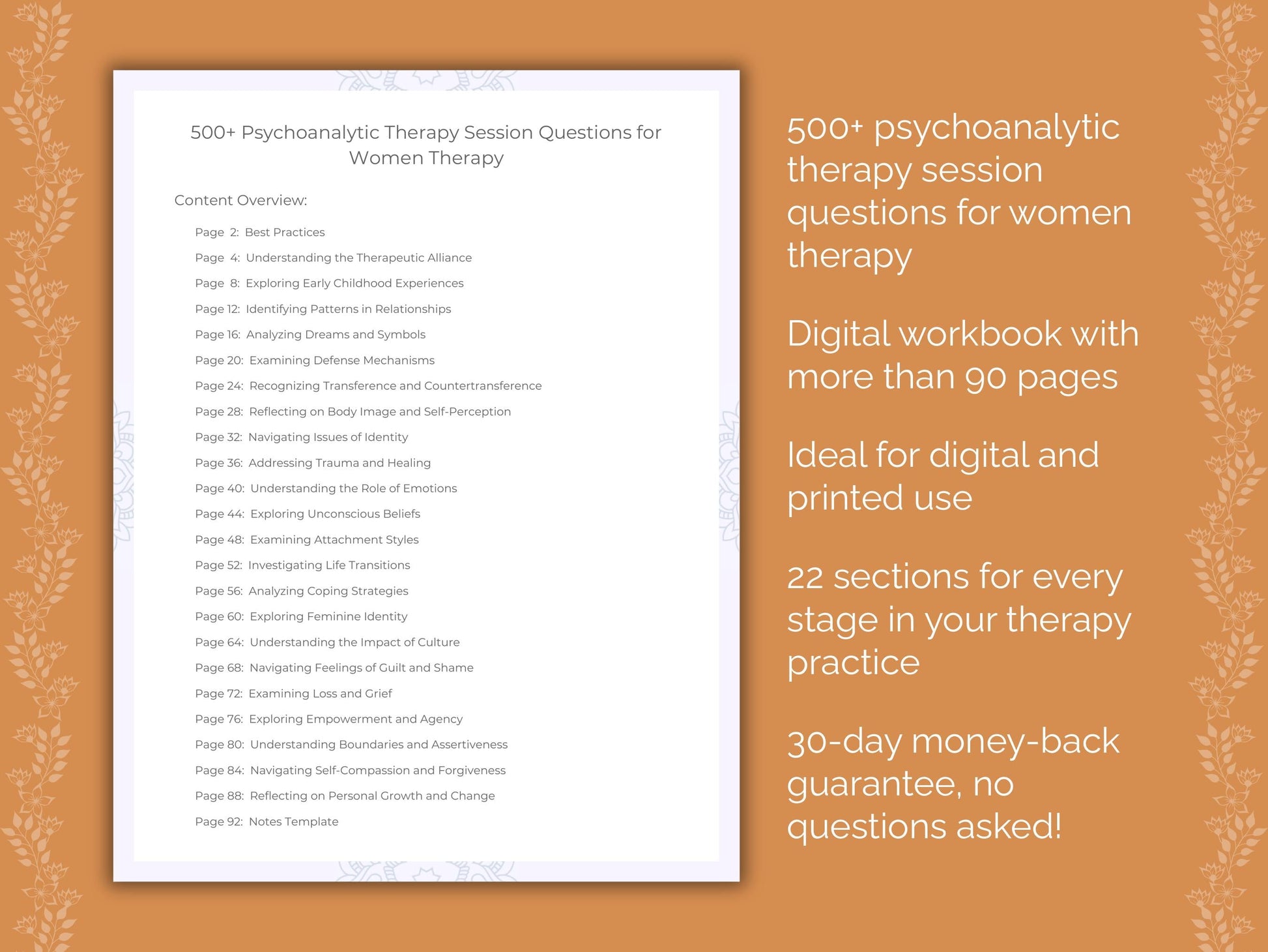 Women Psychoanalytic Therapy Therapist Worksheets