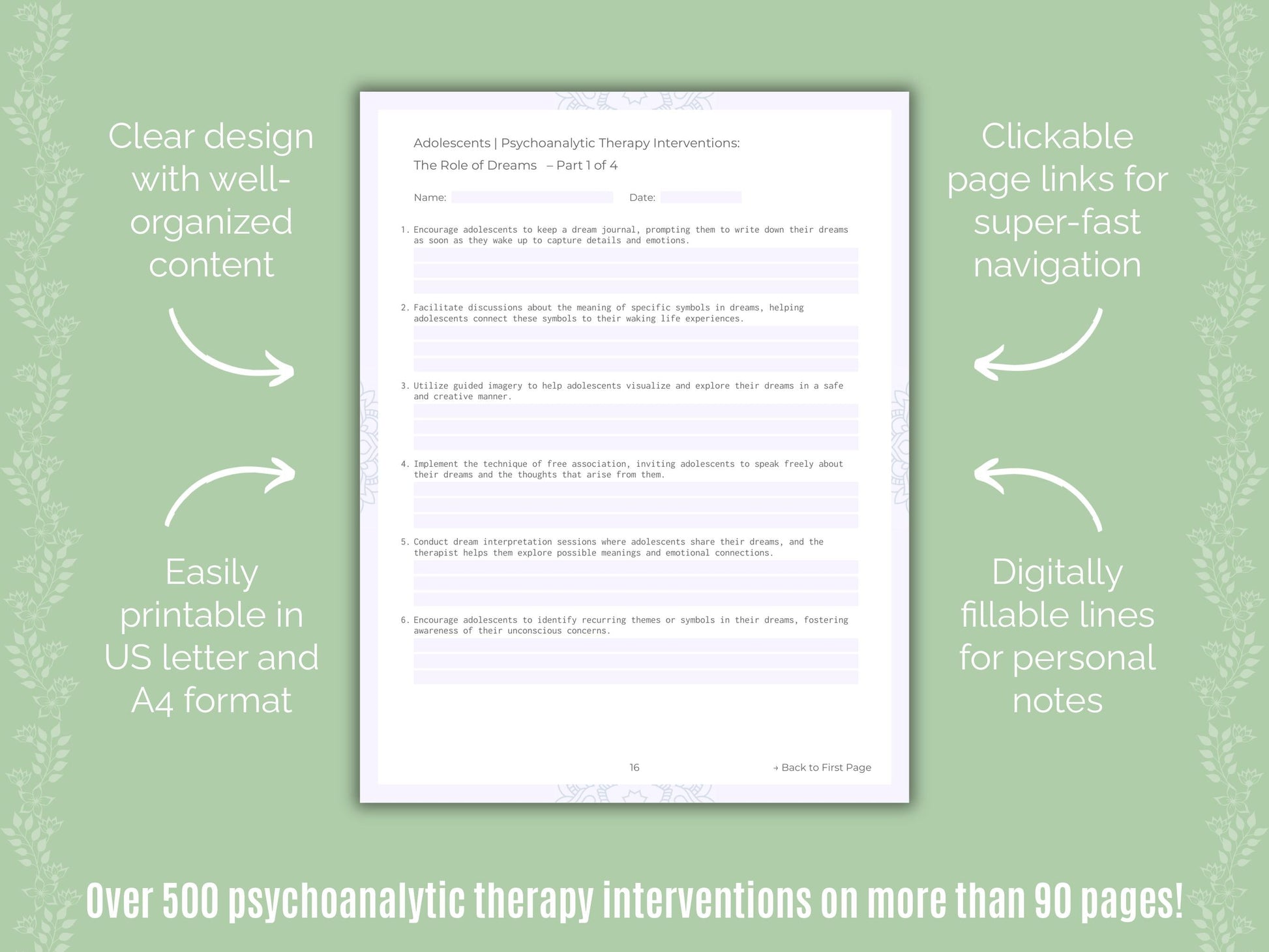 Adolescents Psychoanalytic Therapy Counseling Templates