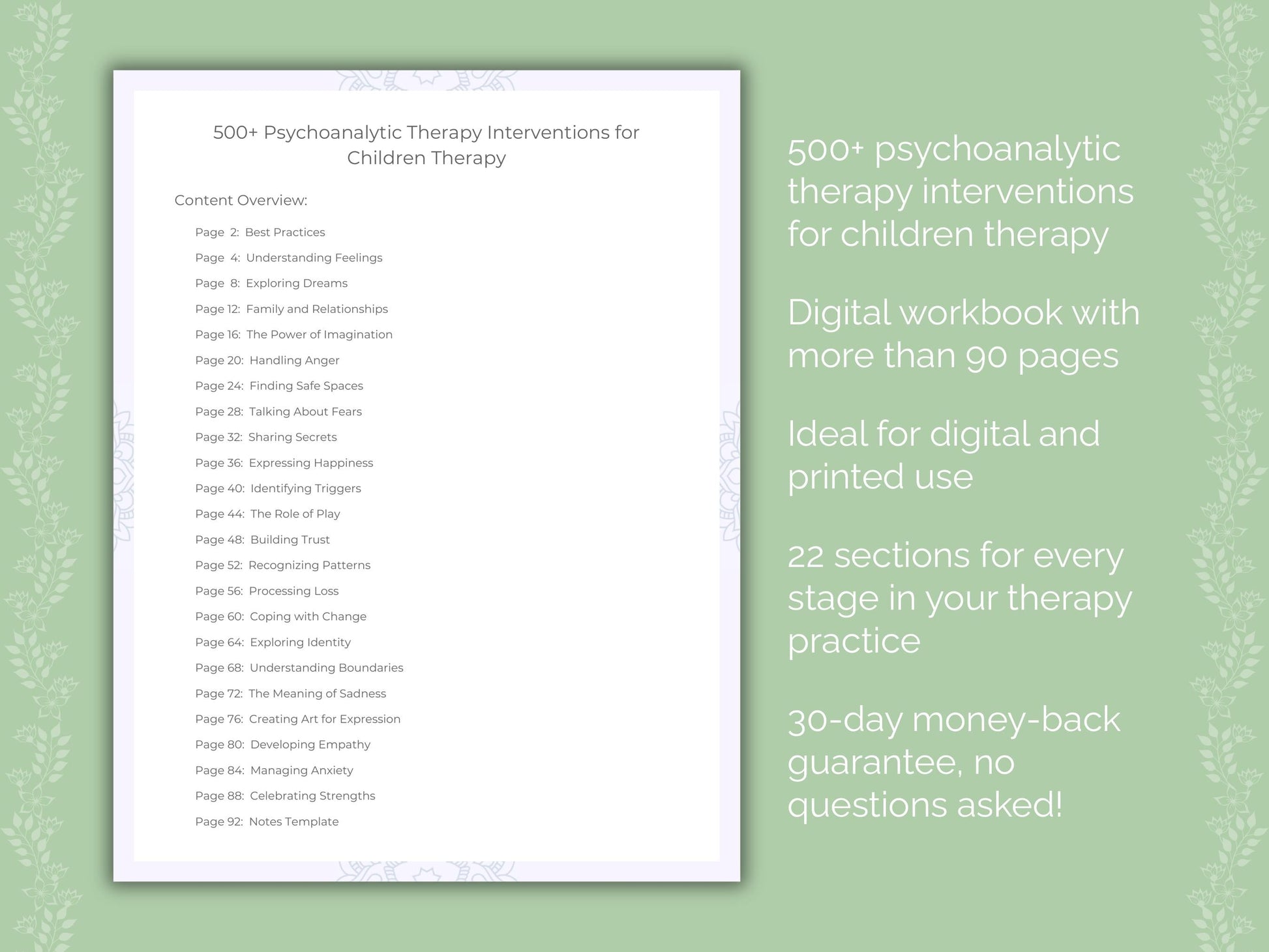 Children Psychoanalytic Therapy Therapist Worksheets