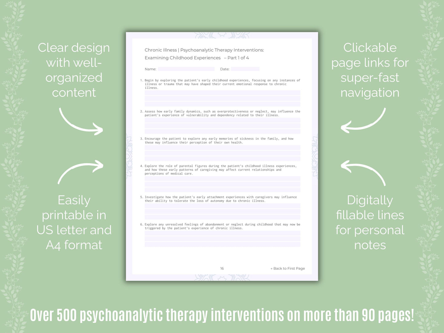 Chronic Illness Psychoanalytic Therapy Counseling Templates