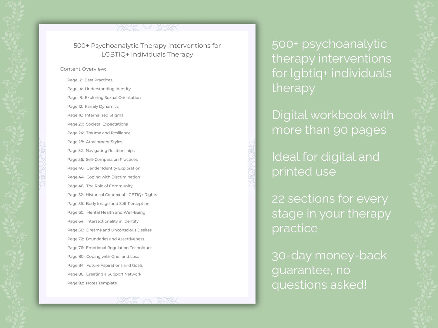 LGBTIQ+ Individuals Psychoanalytic Therapy Therapist Worksheets