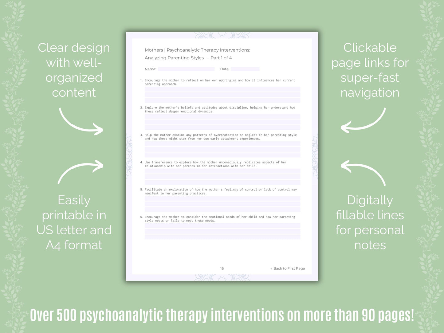 Mothers Psychoanalytic Therapy Counseling Templates