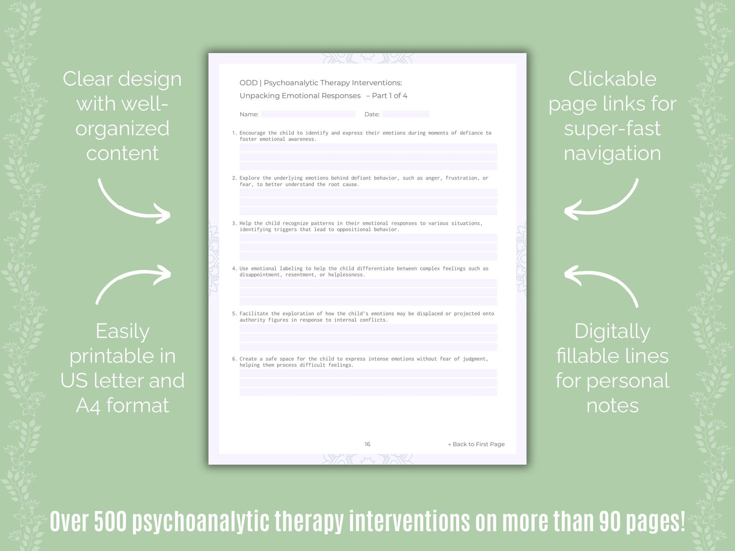 Oppositional Defiant Disorder (ODD) Psychoanalytic Therapy Counseling Templates