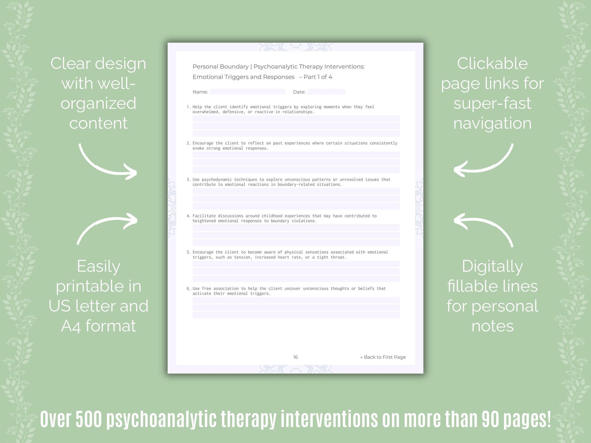 Personal Boundary Psychoanalytic Therapy Counseling Templates