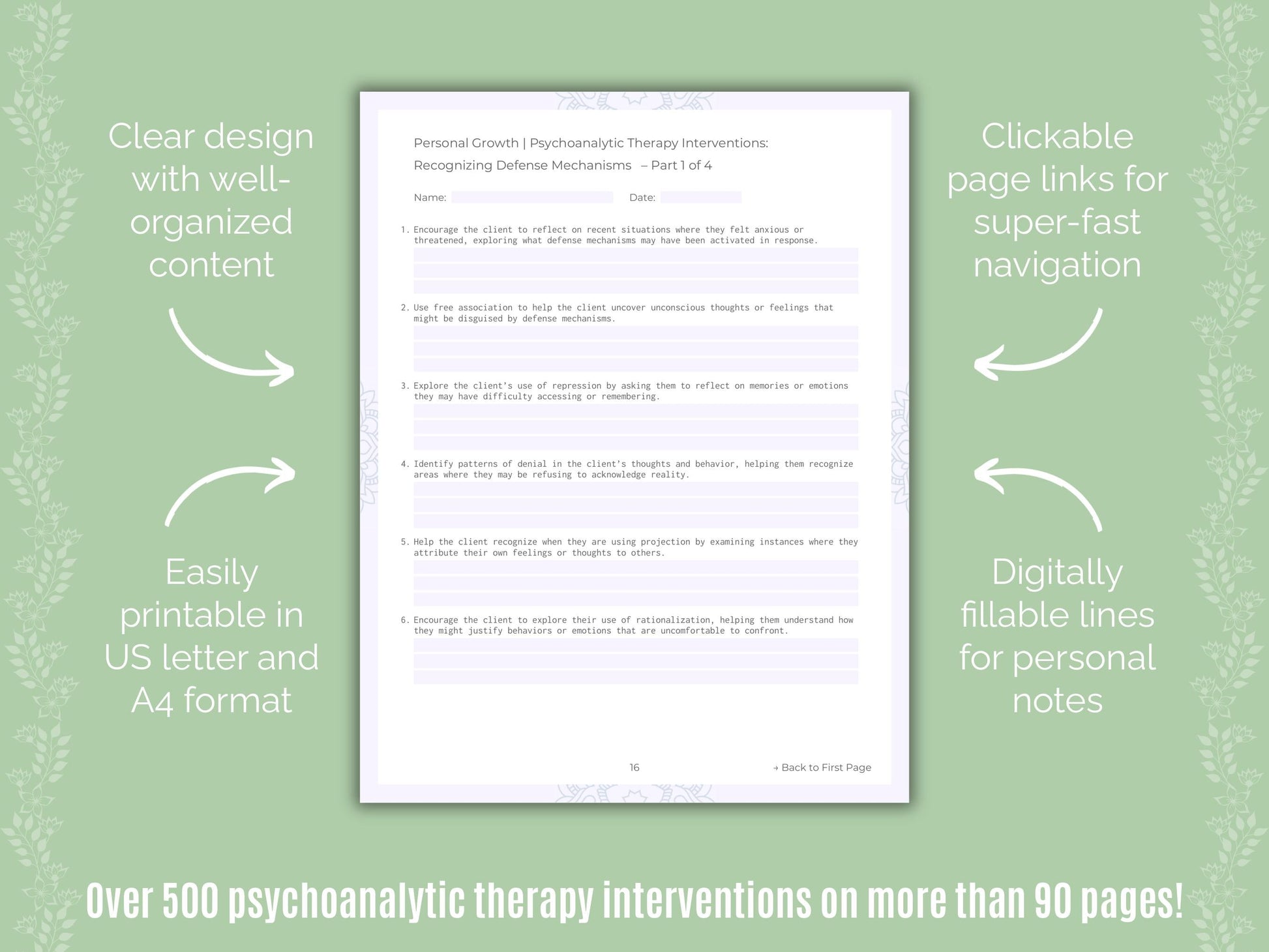 Personal Growth Psychoanalytic Therapy Counseling Templates