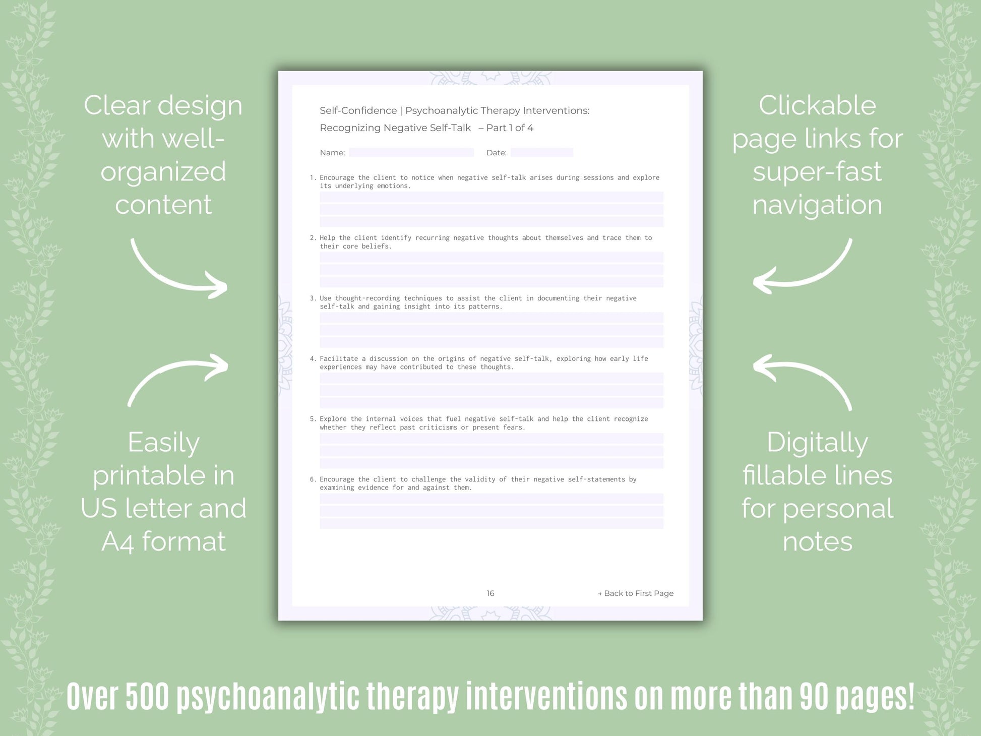 Self-Confidence Psychoanalytic Therapy Counseling Templates