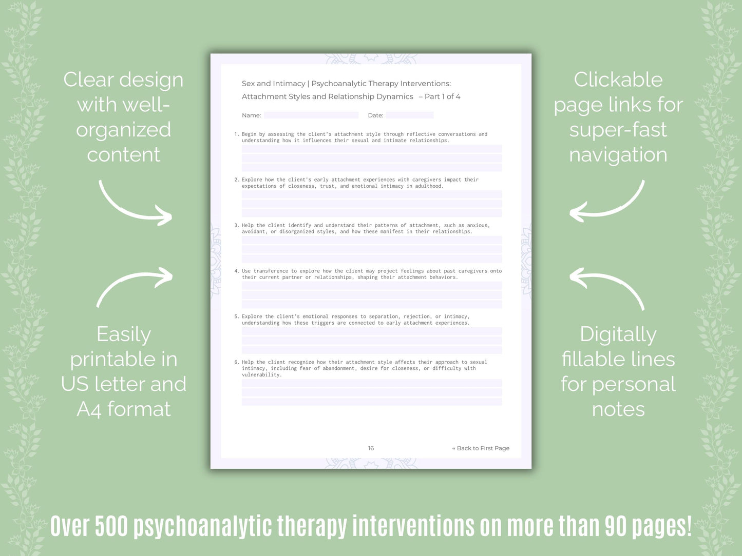 Sex and Intimacy Psychoanalytic Therapy Counseling Templates