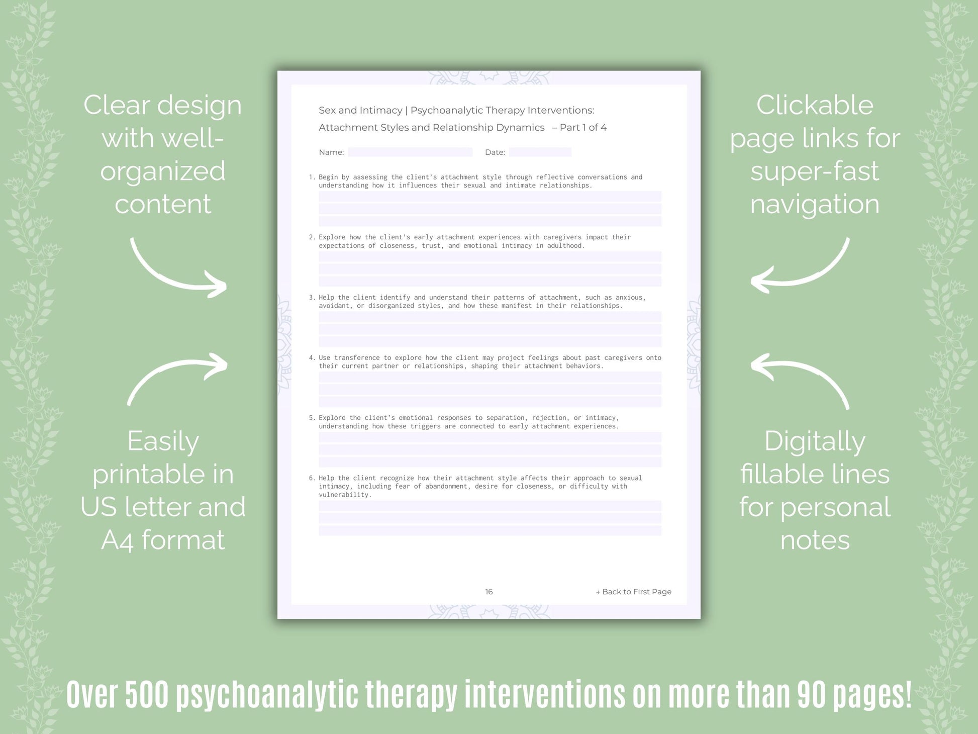 Sex and Intimacy Psychoanalytic Therapy Counseling Templates
