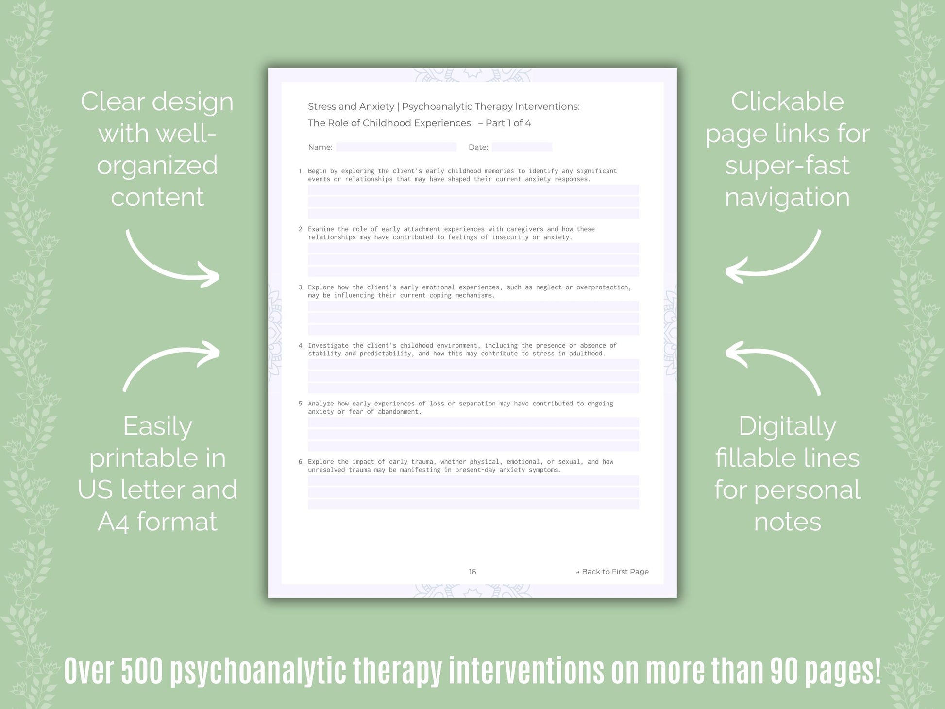 Stress and Anxiety Psychoanalytic Therapy Counseling Templates