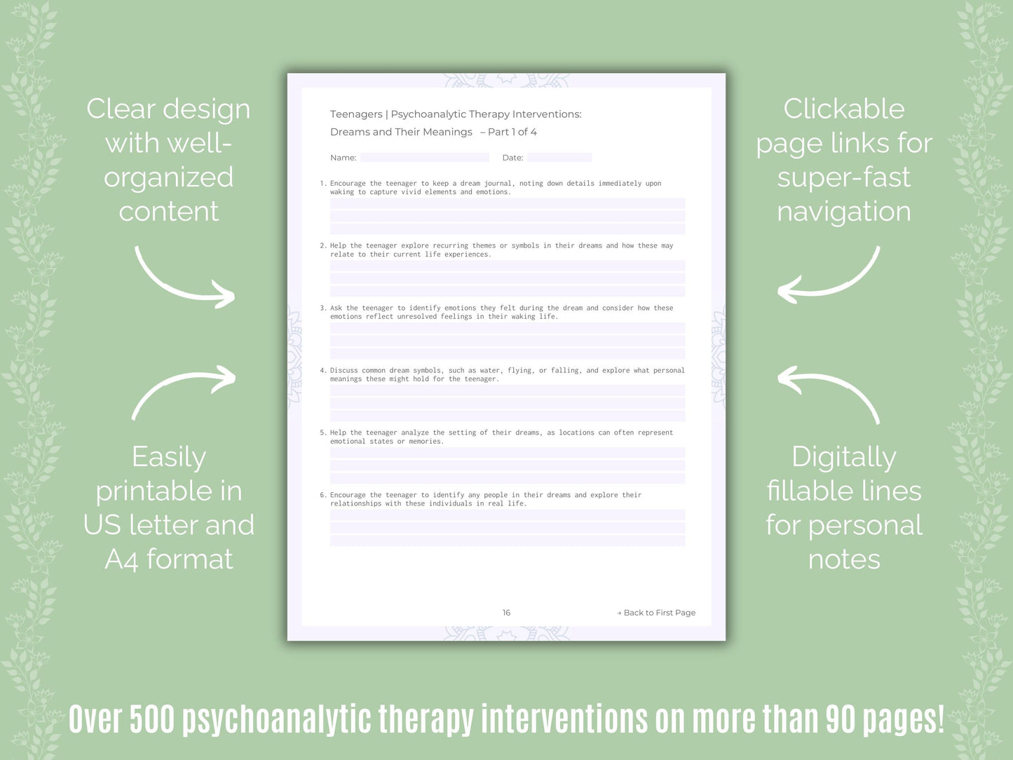 Teenagers Psychoanalytic Therapy Counseling Templates