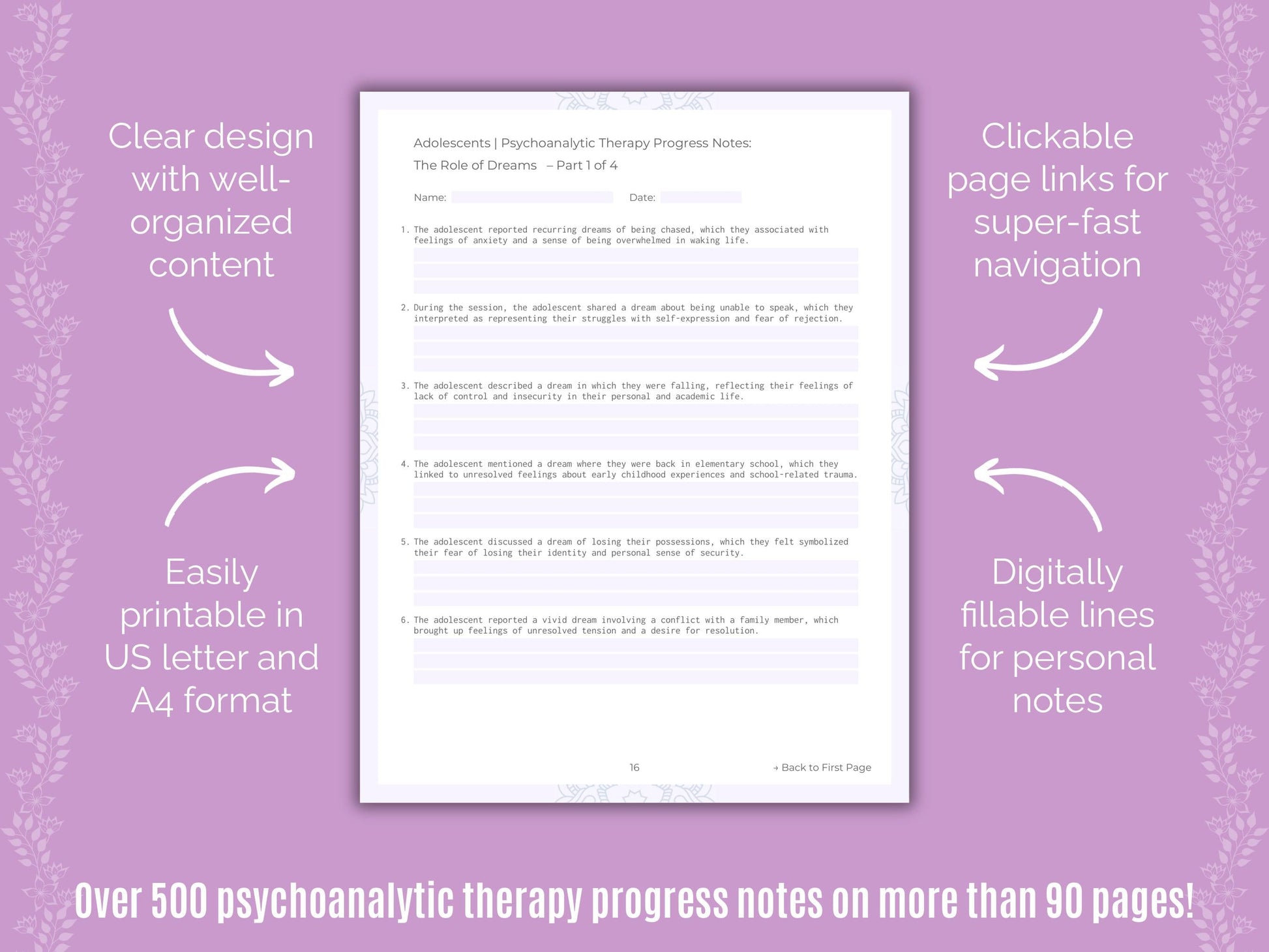 Adolescents Psychoanalytic Therapy Counseling Templates