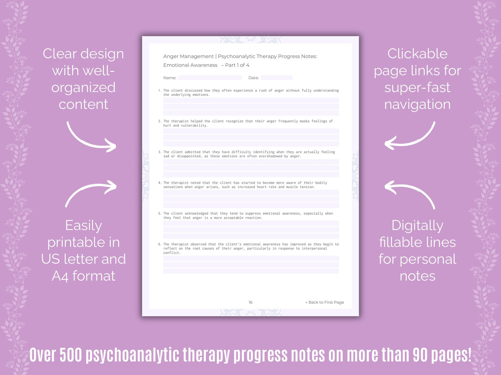 Anger Management Psychoanalytic Therapy Counseling Templates
