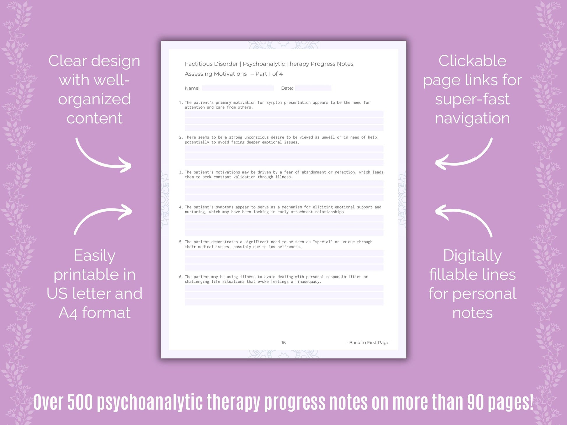 Factitious Disorder Psychoanalytic Therapy Counseling Templates
