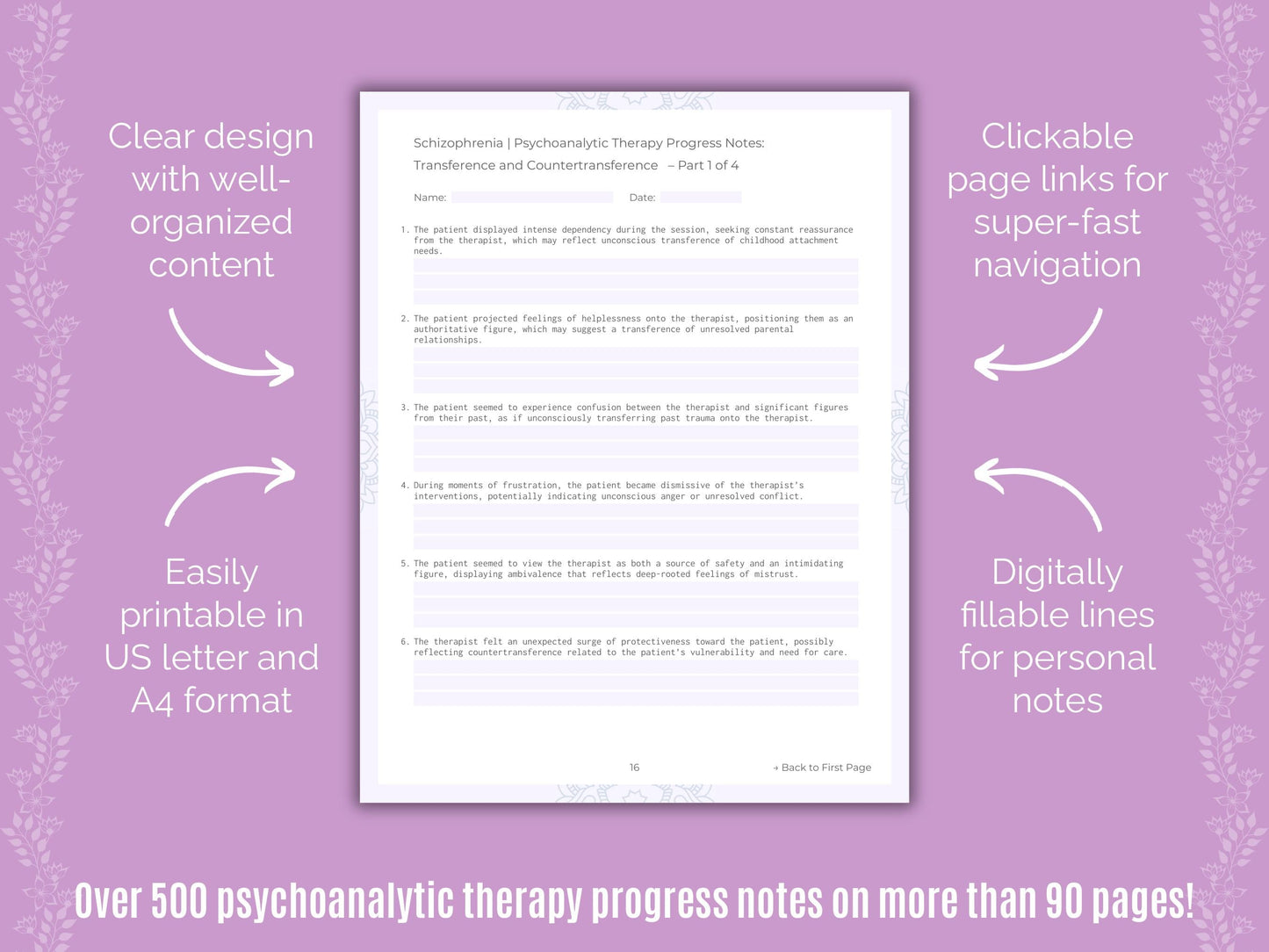 Schizophrenia Psychoanalytic Therapy Counseling Templates