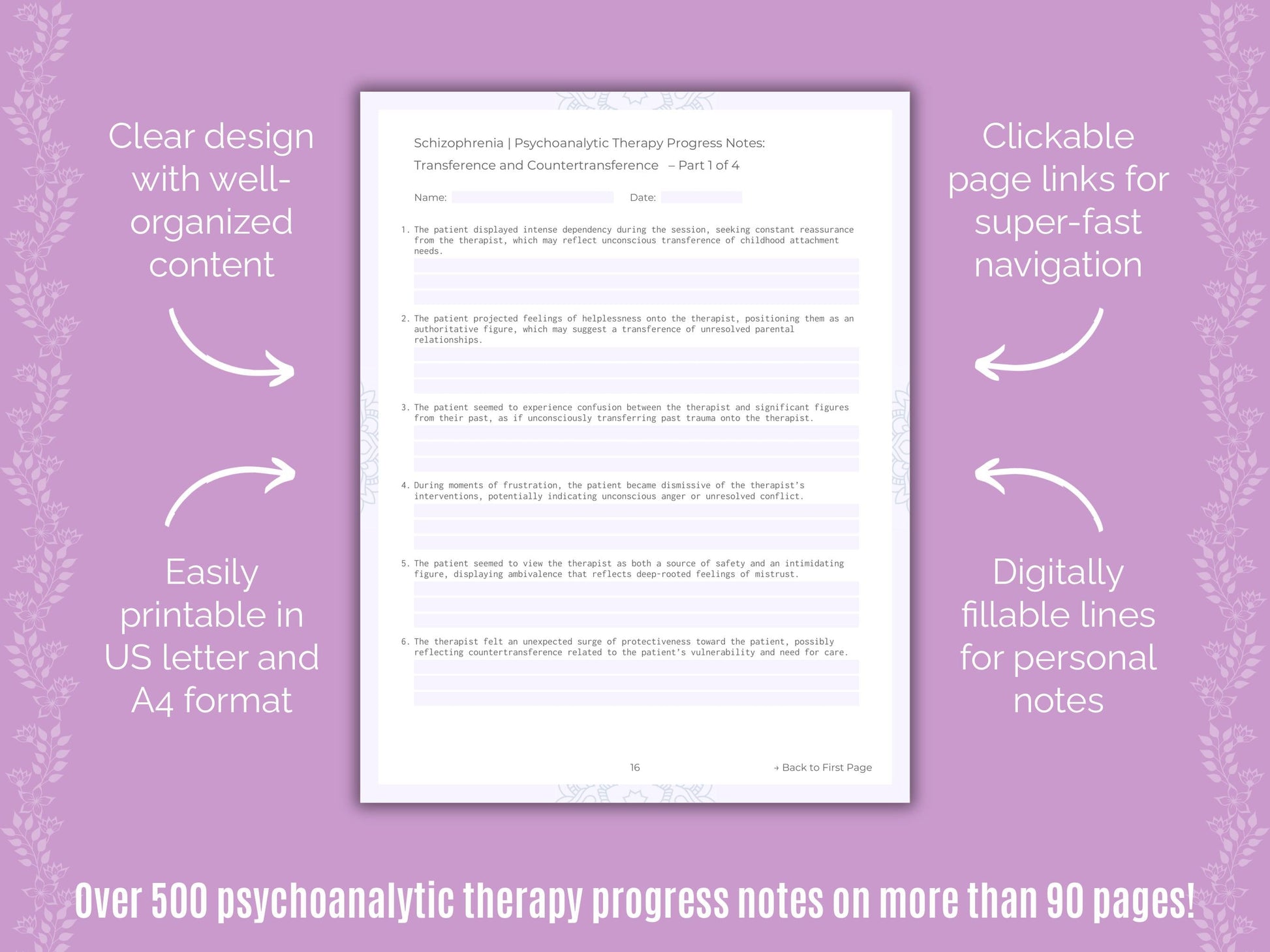 Schizophrenia Psychoanalytic Therapy Counseling Templates