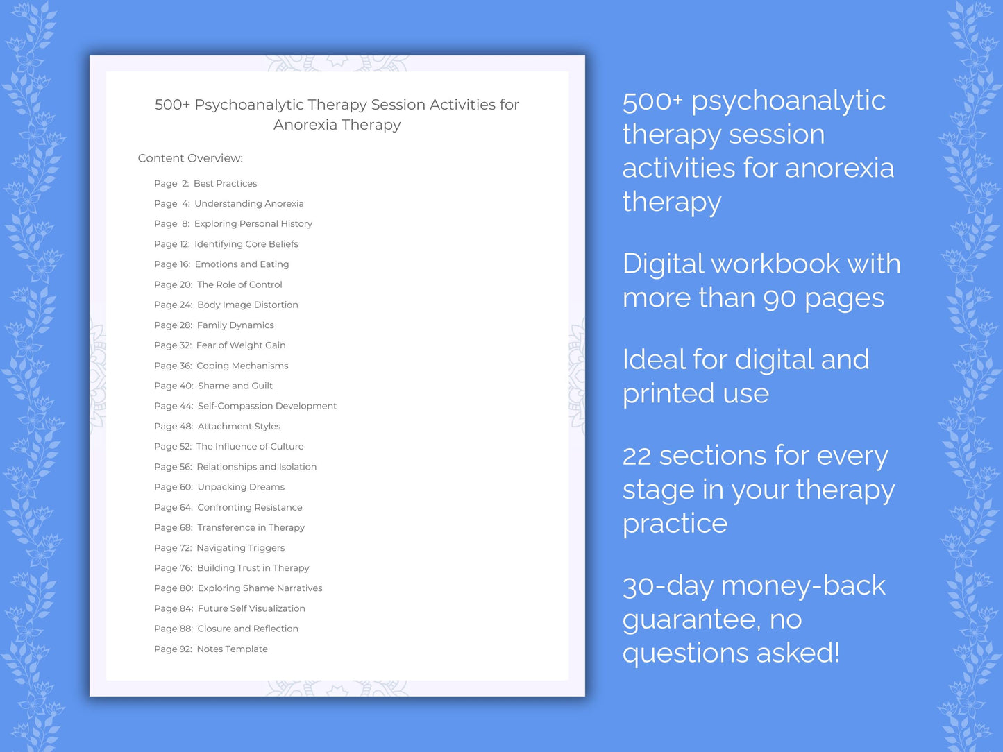 Anorexia Psychoanalytic Therapy Therapist Worksheets