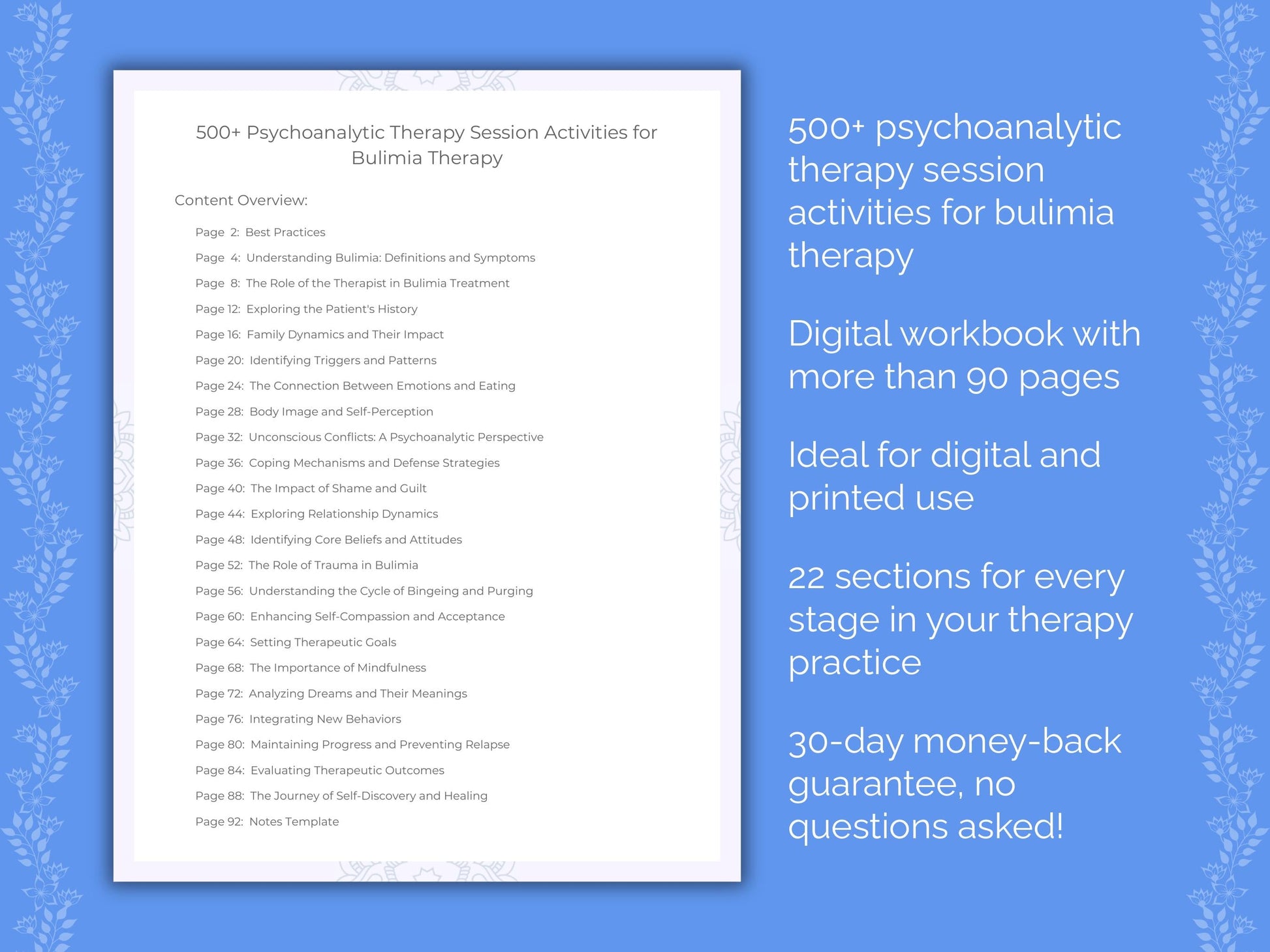 Bulimia Psychoanalytic Therapy Therapist Worksheets