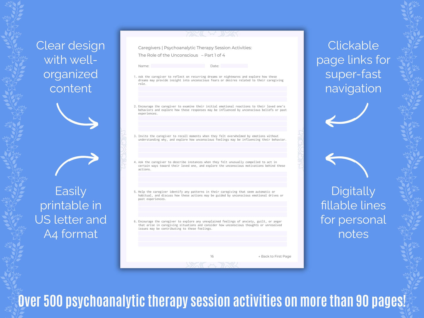 Caregivers Psychoanalytic Therapy Counseling Templates