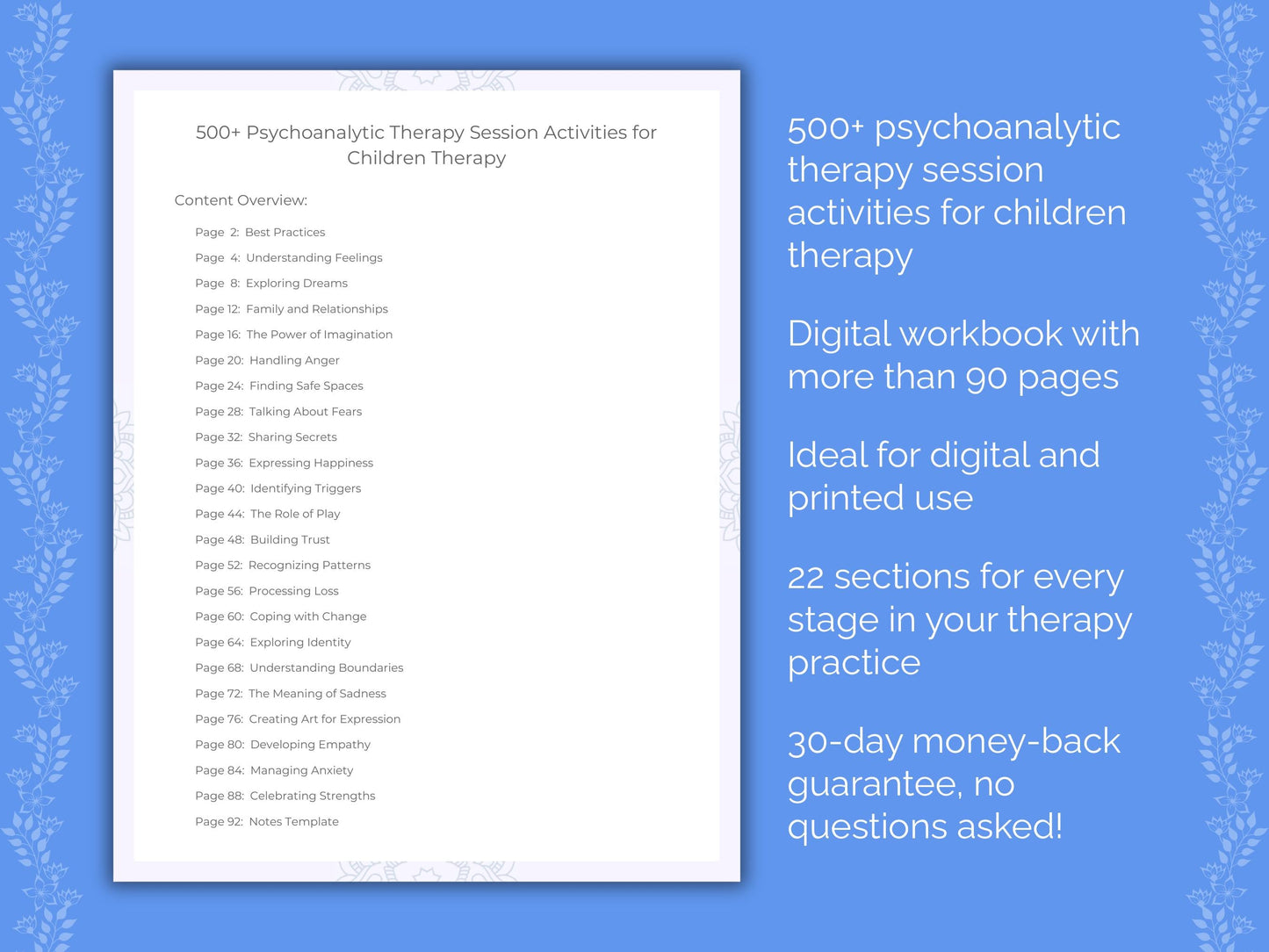 Children Psychoanalytic Therapy Therapist Worksheets