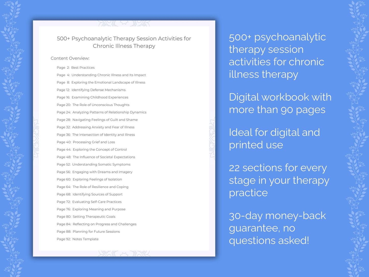 Chronic Illness Psychoanalytic Therapy Therapist Worksheets