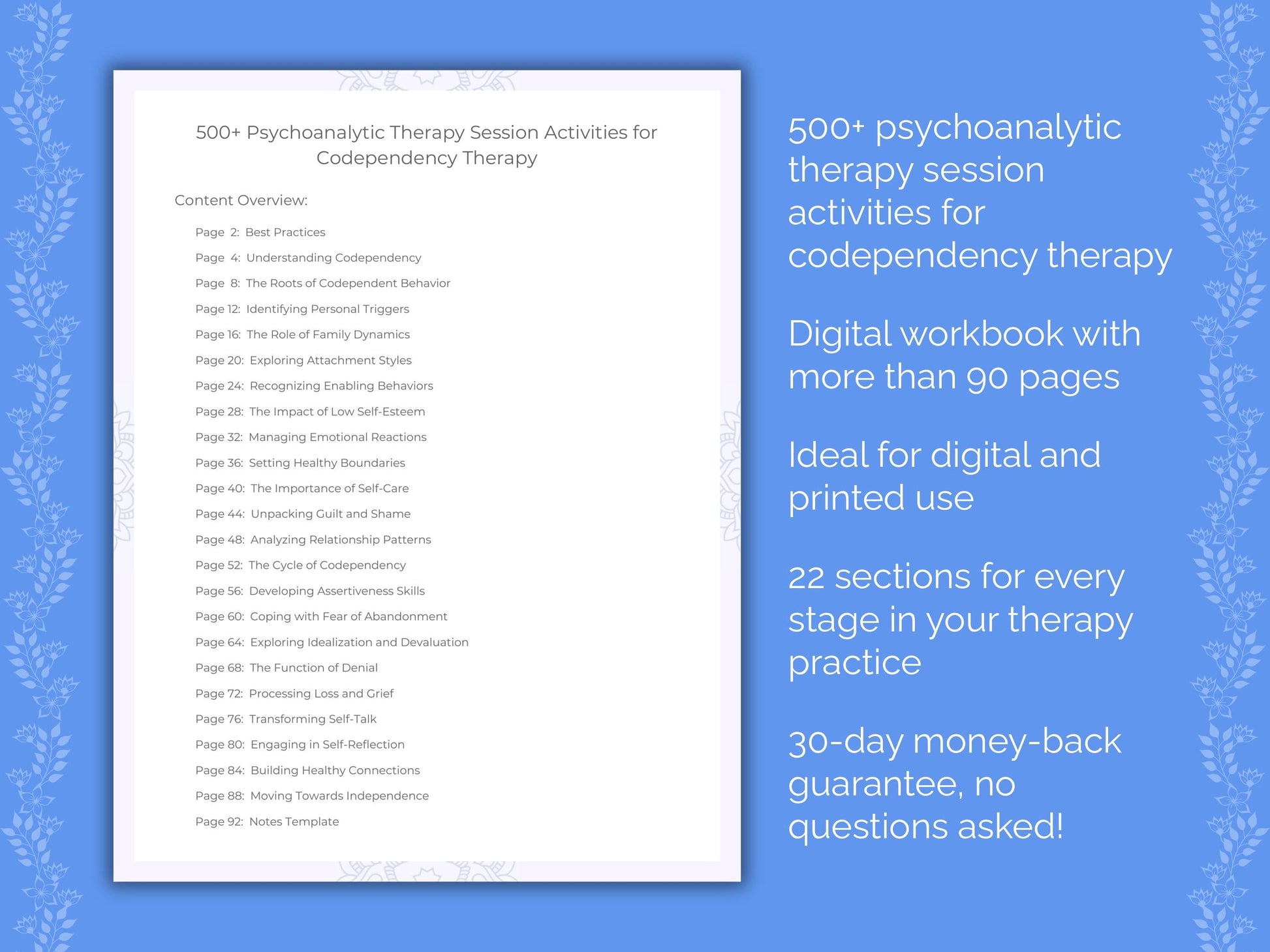 Codependency Psychoanalytic Therapy Therapist Worksheets