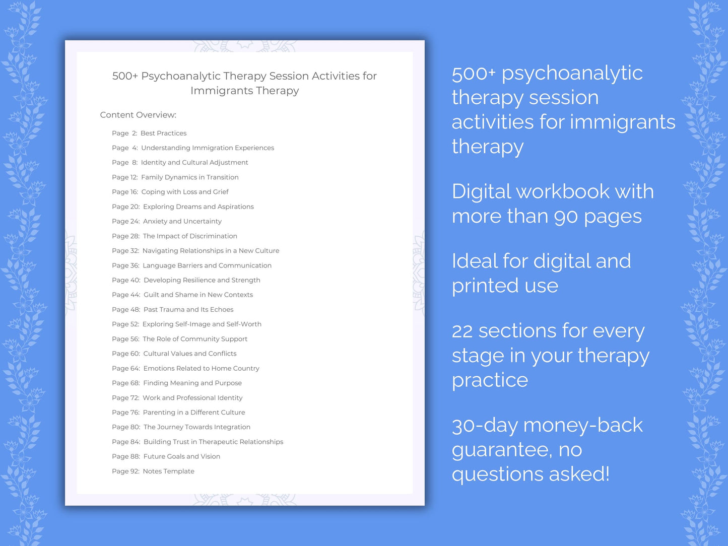 Immigrants Psychoanalytic Therapy Therapist Worksheets