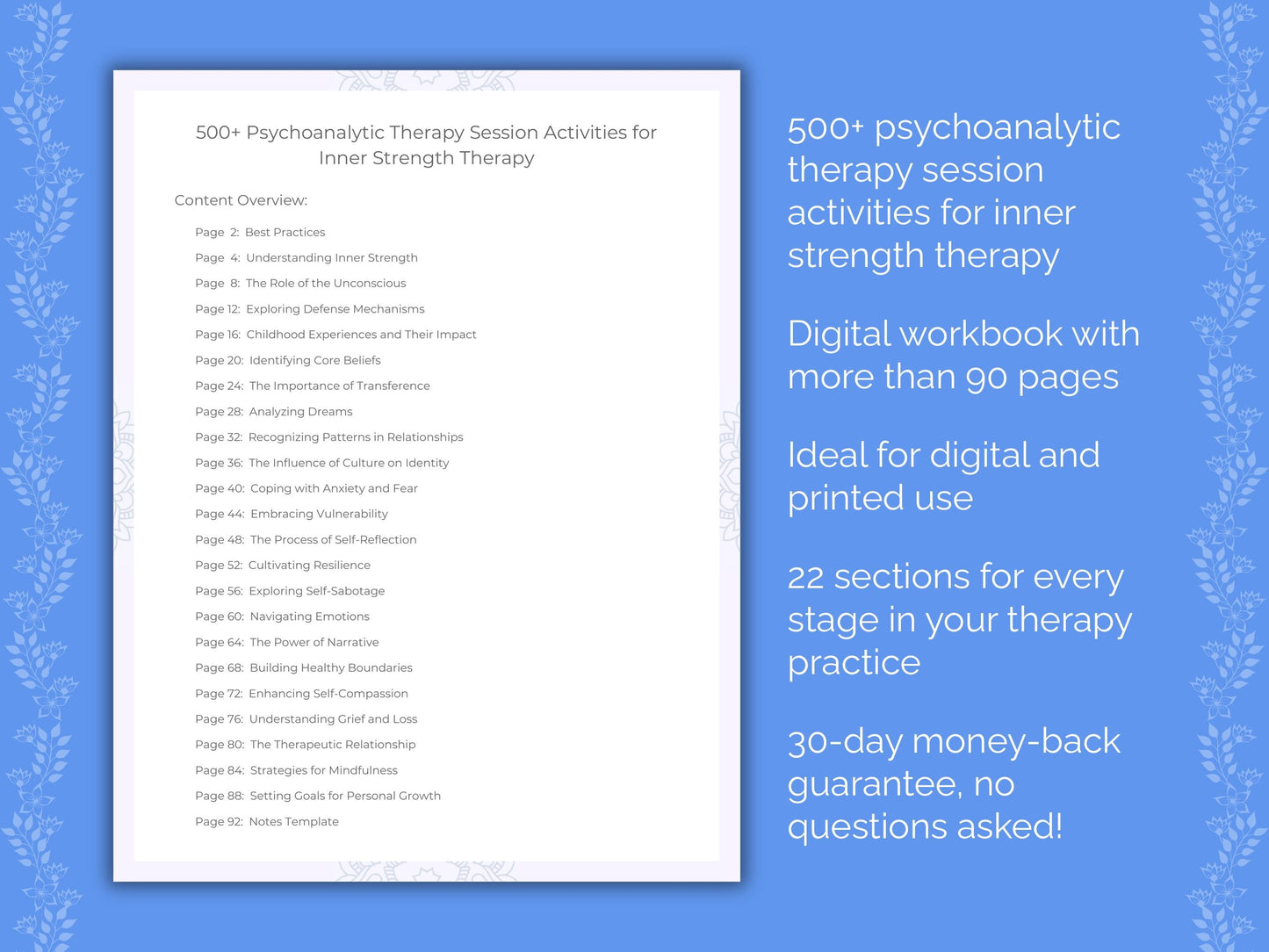 Inner Strength Psychoanalytic Therapy Therapist Worksheets