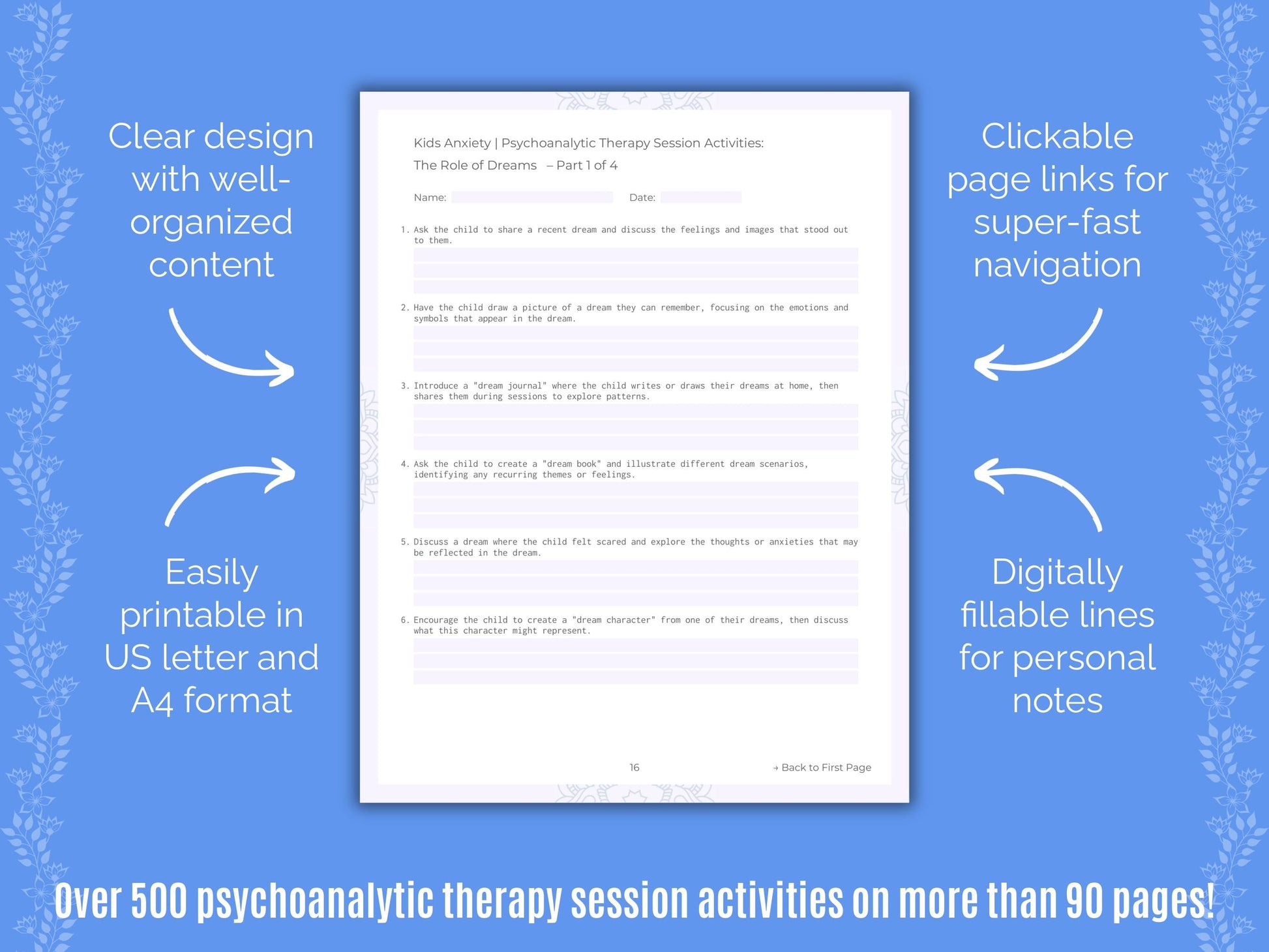 Kids Anxiety Psychoanalytic Therapy Counseling Templates