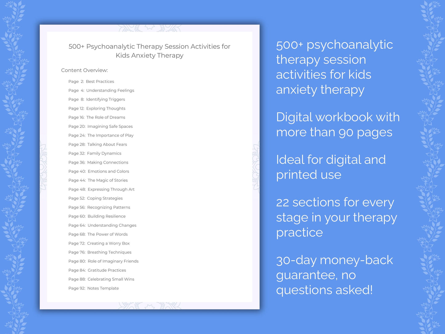 Kids Anxiety Psychoanalytic Therapy Therapist Worksheets