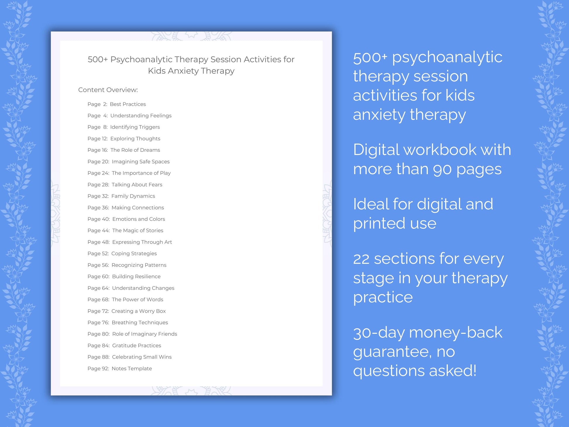 Kids Anxiety Psychoanalytic Therapy Therapist Worksheets