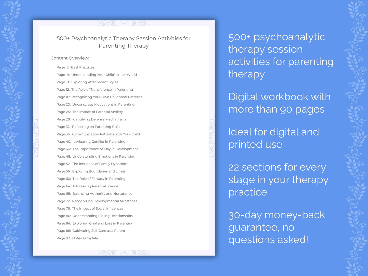 Parenting Psychoanalytic Therapy Therapist Worksheets