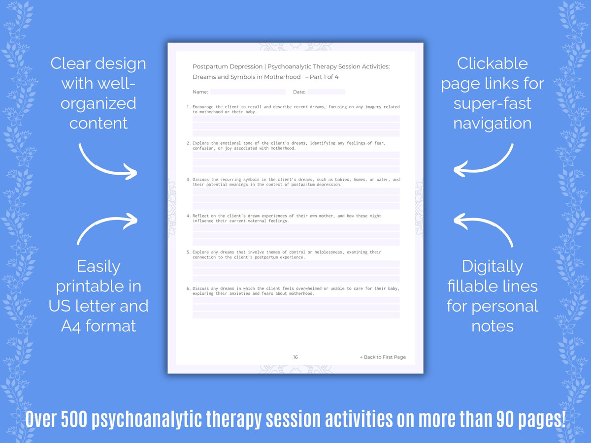 Postpartum Depression Psychoanalytic Therapy Counseling Templates