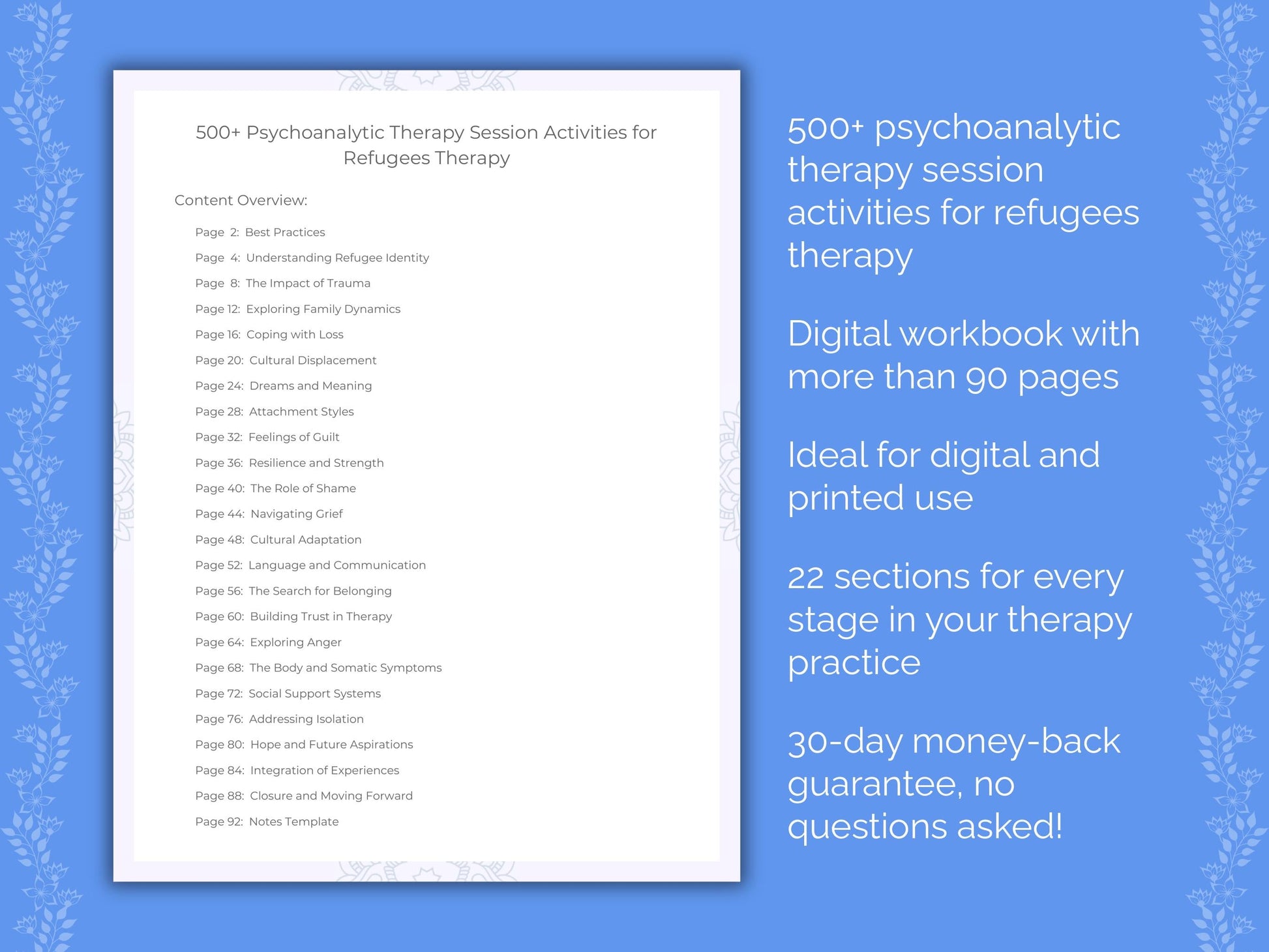 Refugees Psychoanalytic Therapy Therapist Worksheets