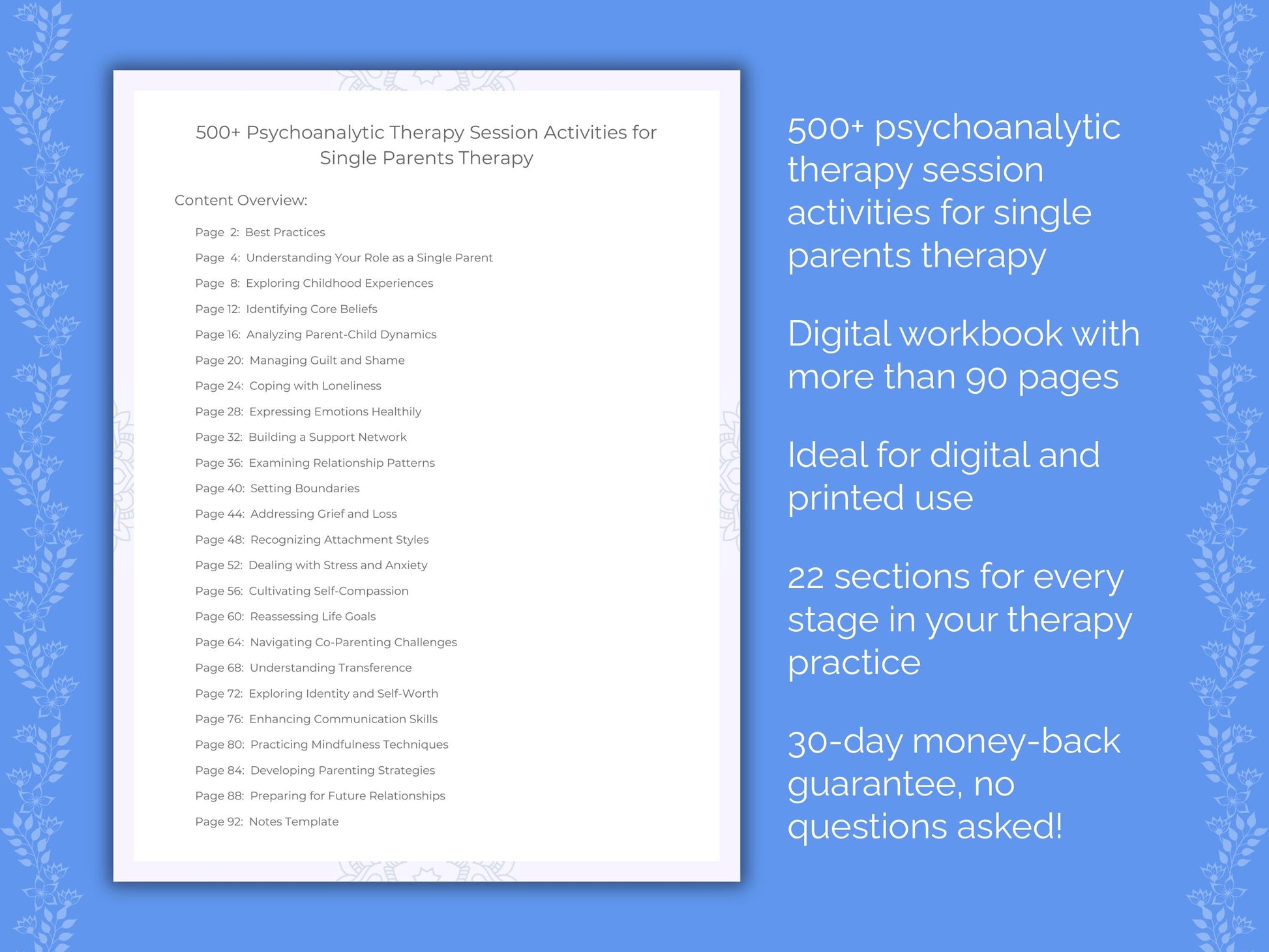 Single Parents Psychoanalytic Therapy Therapist Worksheets