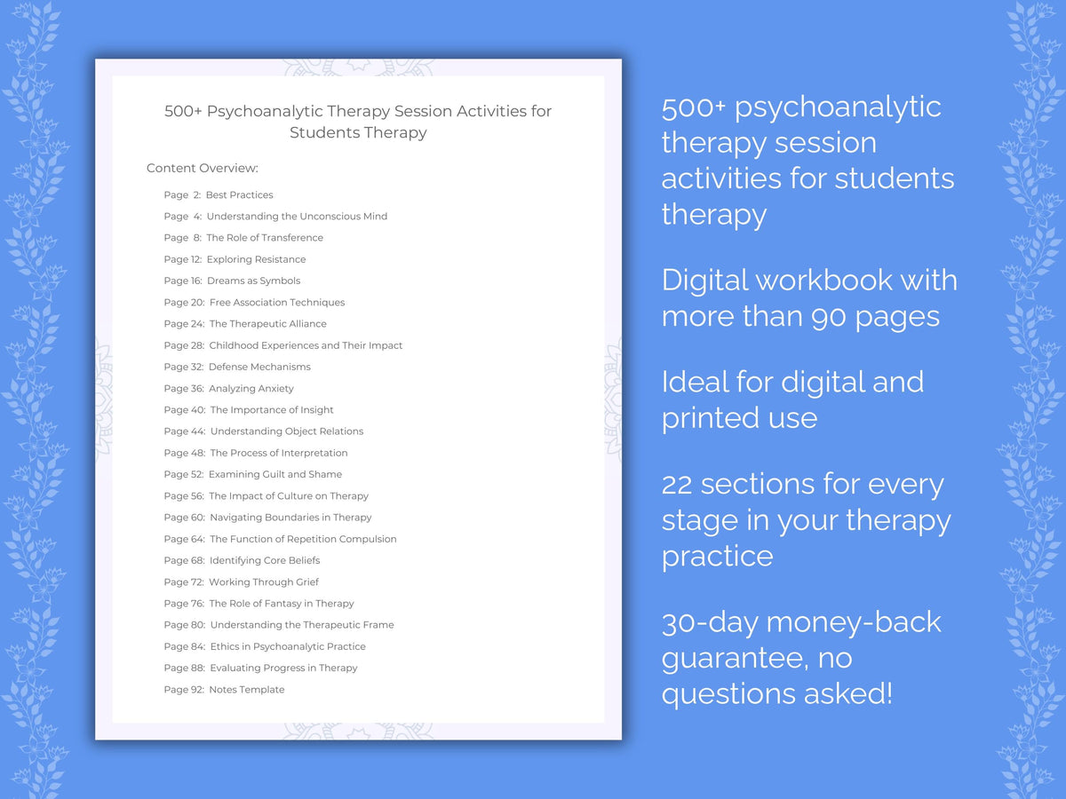 Students Psychoanalytic Therapy Therapist Worksheets