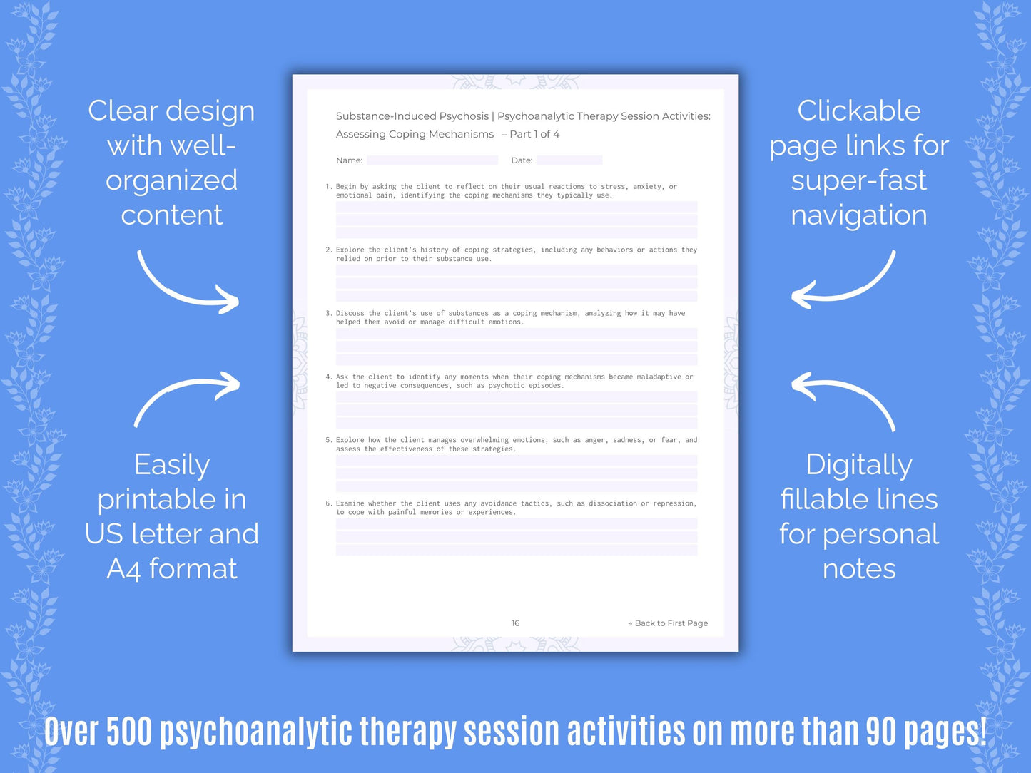 Substance-Induced Psychosis Psychoanalytic Therapy Counseling Templates