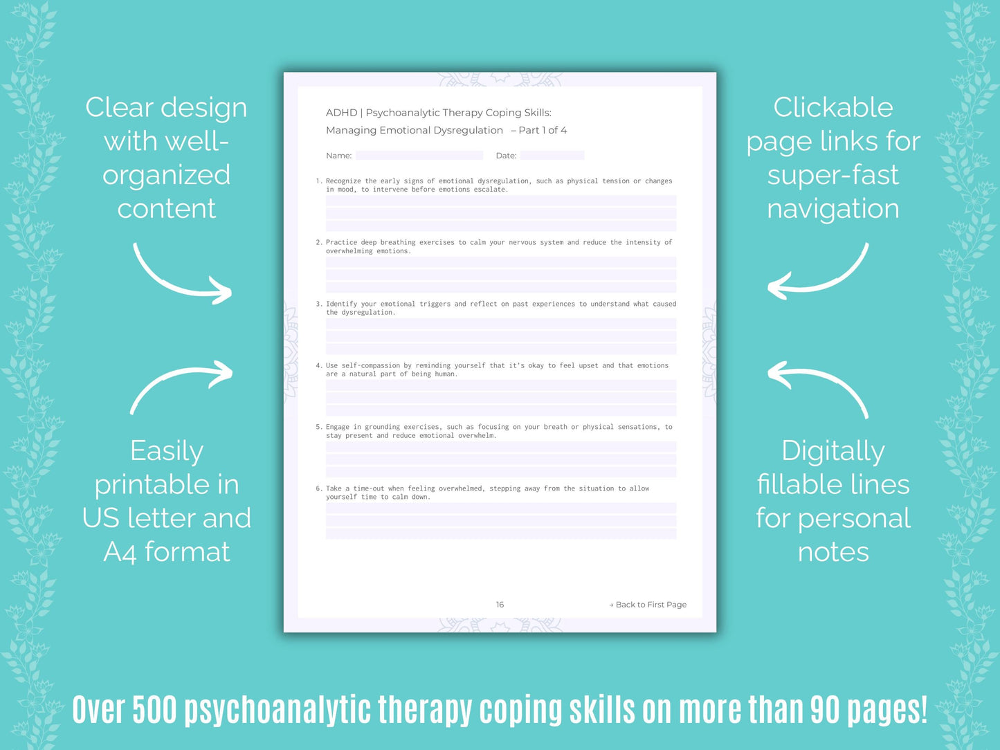 ADHD Psychoanalytic Therapy Counseling Templates